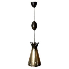 Scandinavian Brass Diablo Pendant Light 1950s Patina Ø 20 cm
