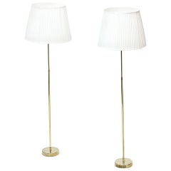 Scandinavian Brass & Fabric Floor Lamps by ASEA Belysning, Sweden