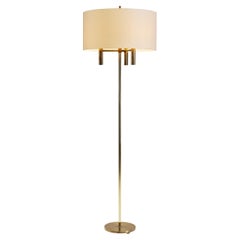 Scandinavian Brass Floor Lamp with Circular Base, Scandinavia 20th Century