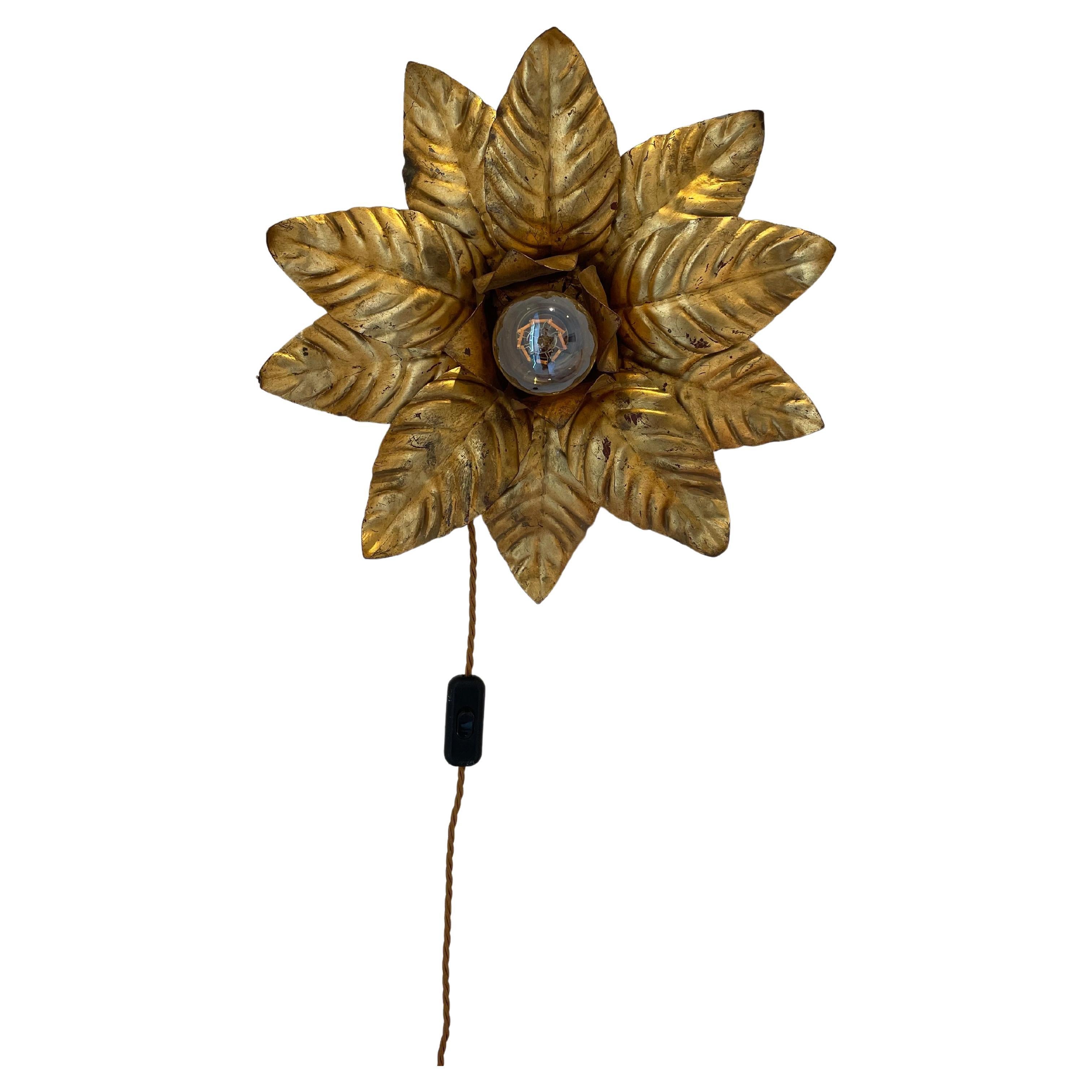Scandinavian Brass Flower Wall Lamps For Sale