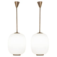 Scandinavian Brass & Glass "China" Pendant Lamps by Bent Karlby for 