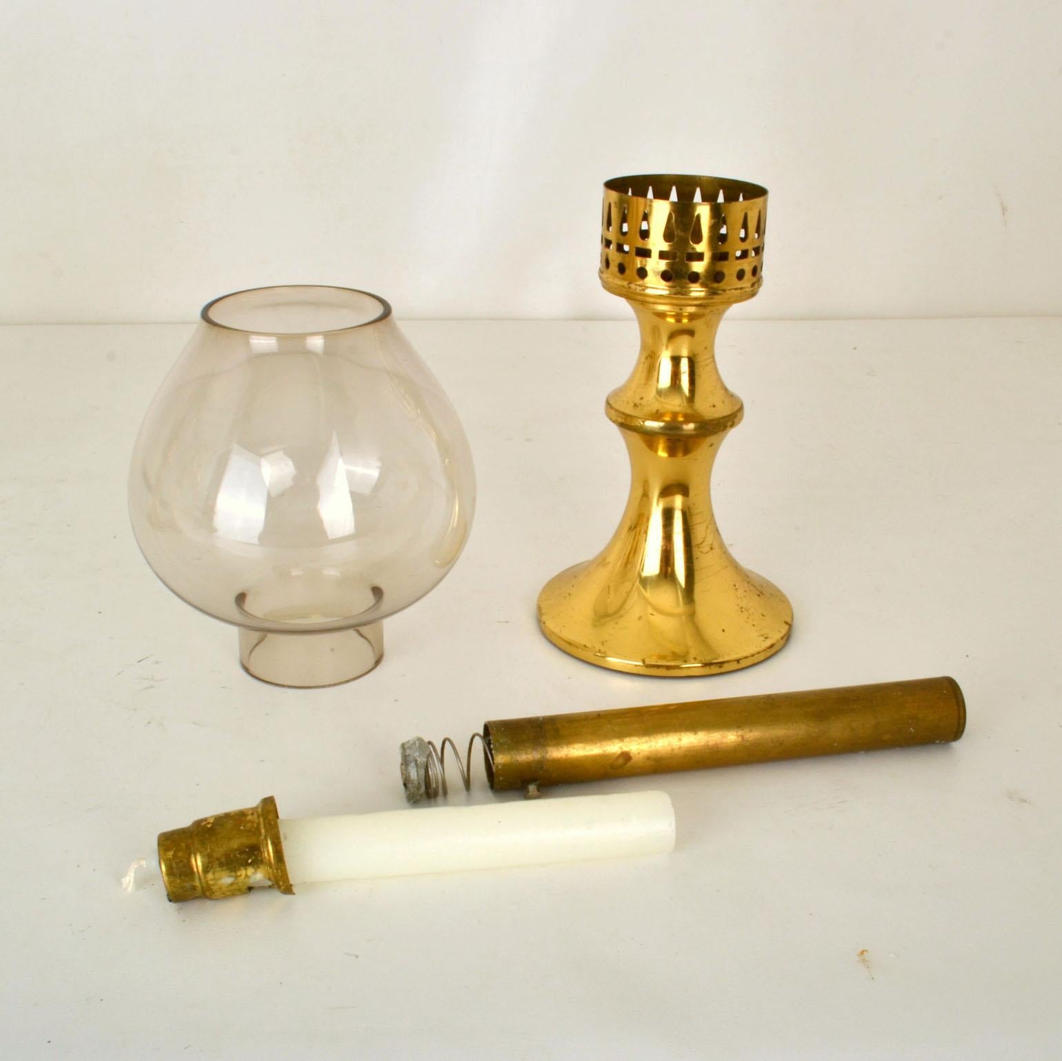 Scandinavian Modern Scandinavian Brass Lantern Candle Holders For Sale