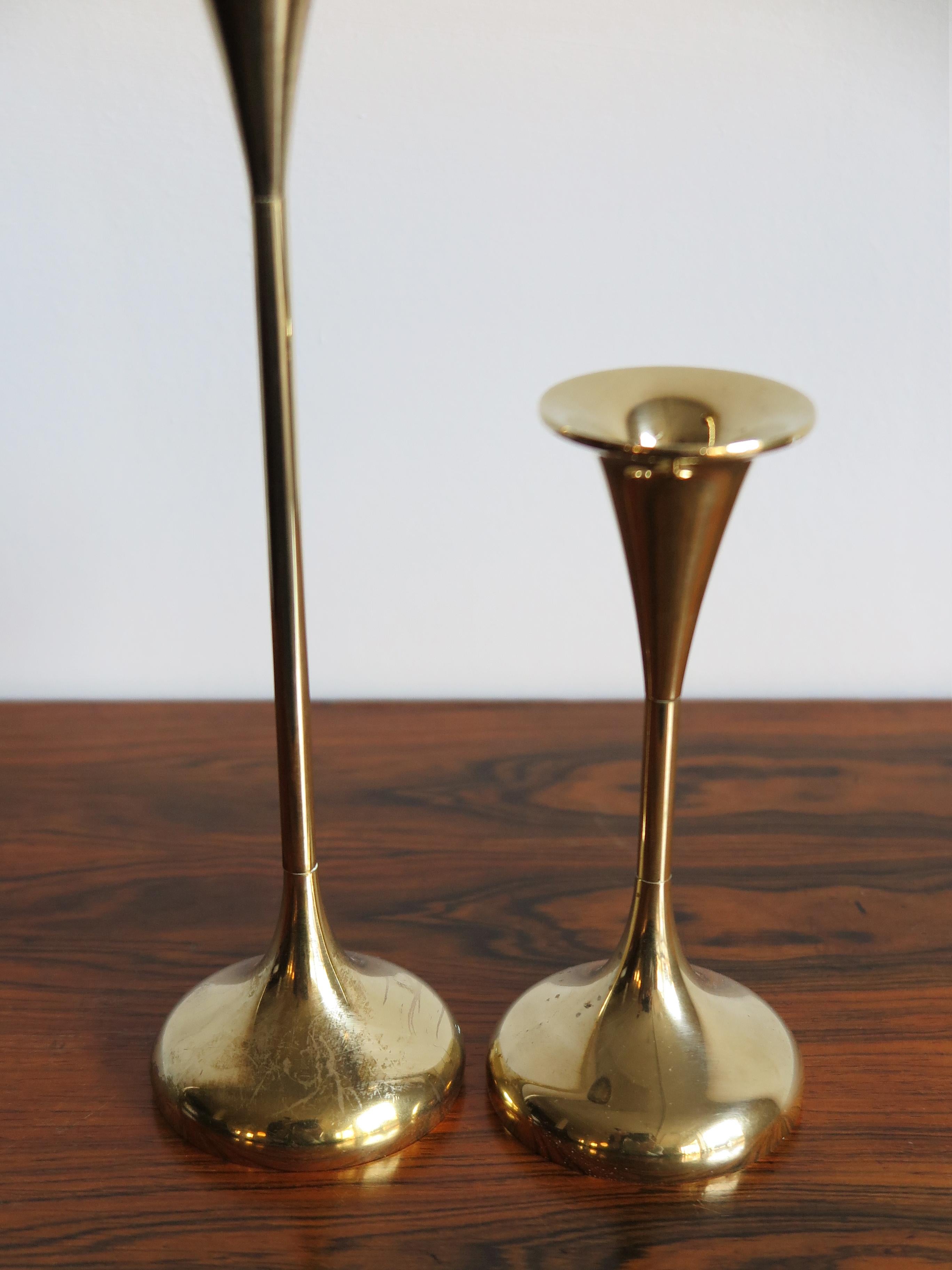 Scandinavian Modern Scandinavian Brass Midcentury Candle Holders, 1950s