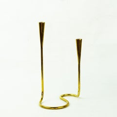 Scandinavian Brass Serpentine Candlestick for Illums Bolighus Denmark