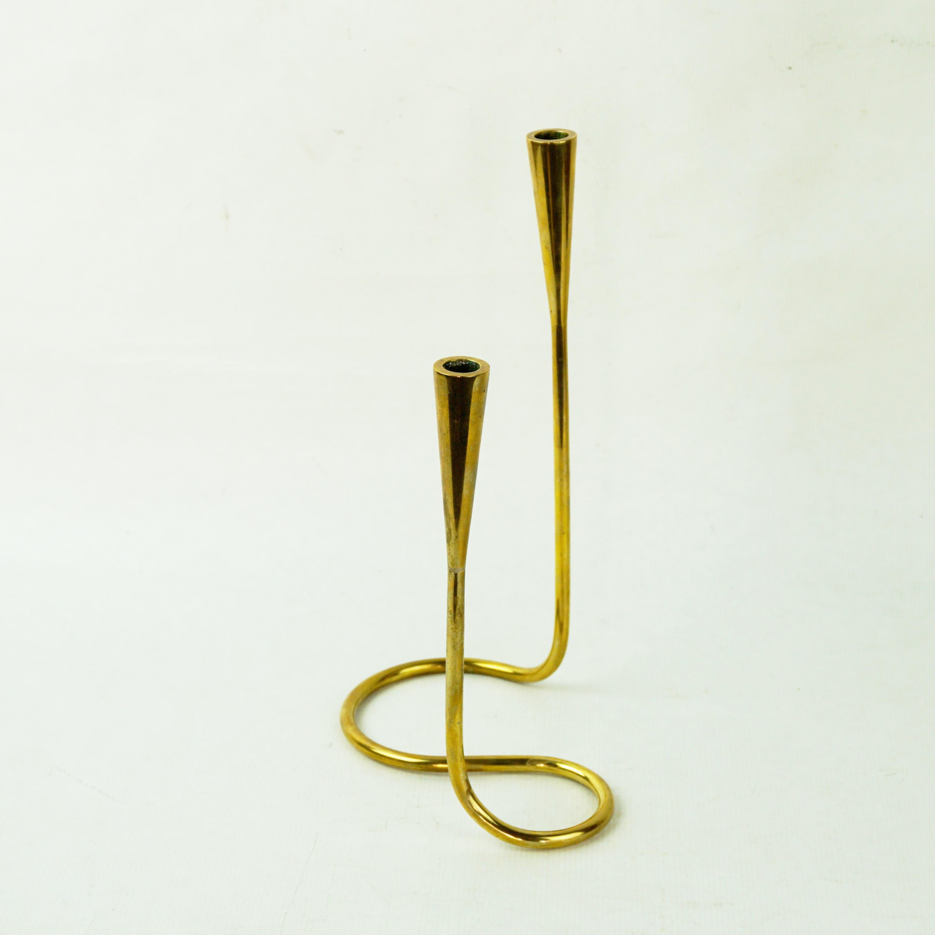Scandinavian Brass Serpentine Candlestick for Illums Bolighus Denmark 1