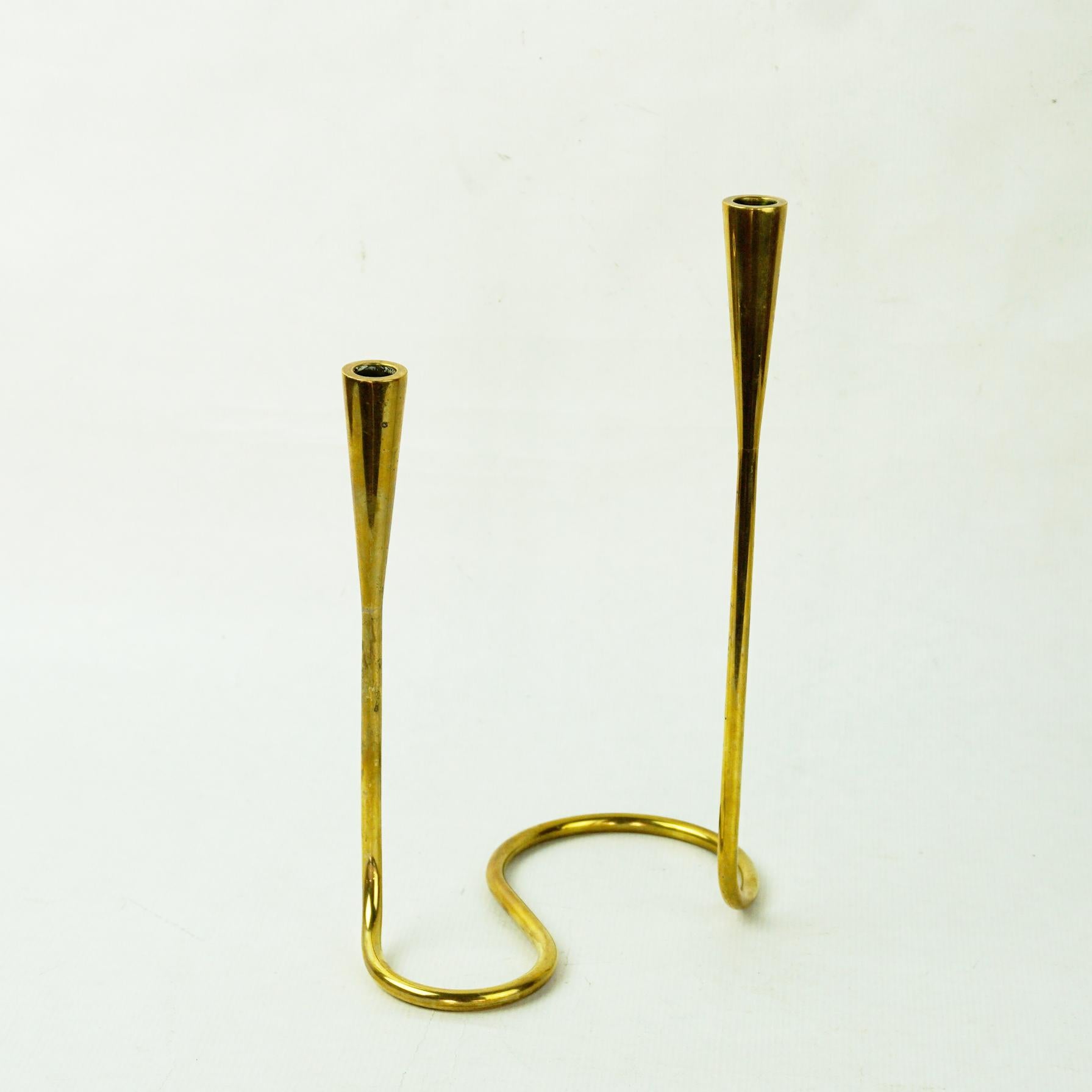 Scandinavian Brass Serpentine Candlestick for Illums Bolighus Denmark 2