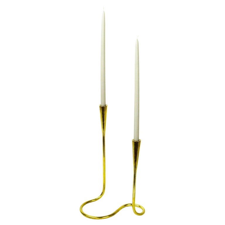 Scandinavian Brass Serpentine Candlestick for Illums Bolighus Denmark For Sale
