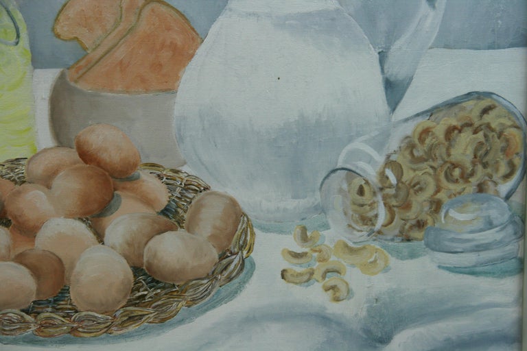 Canvas Scandinavian Breakfast Still Life Painting For Sale