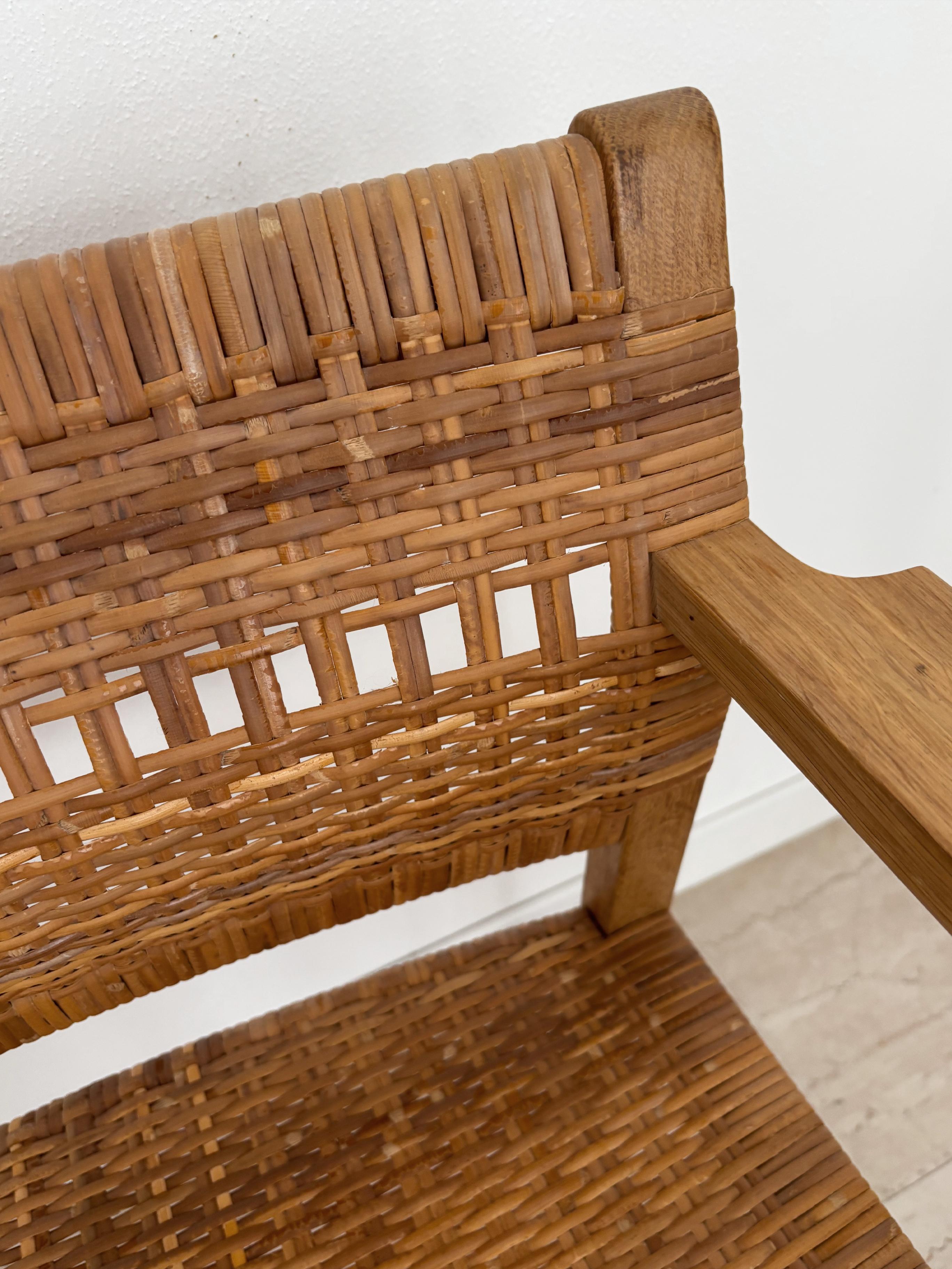 Sedie da pranzo scandinave in rattan e quercia Børge Mogensen Modello BM61, Danimarca anni '60 in vendita 3