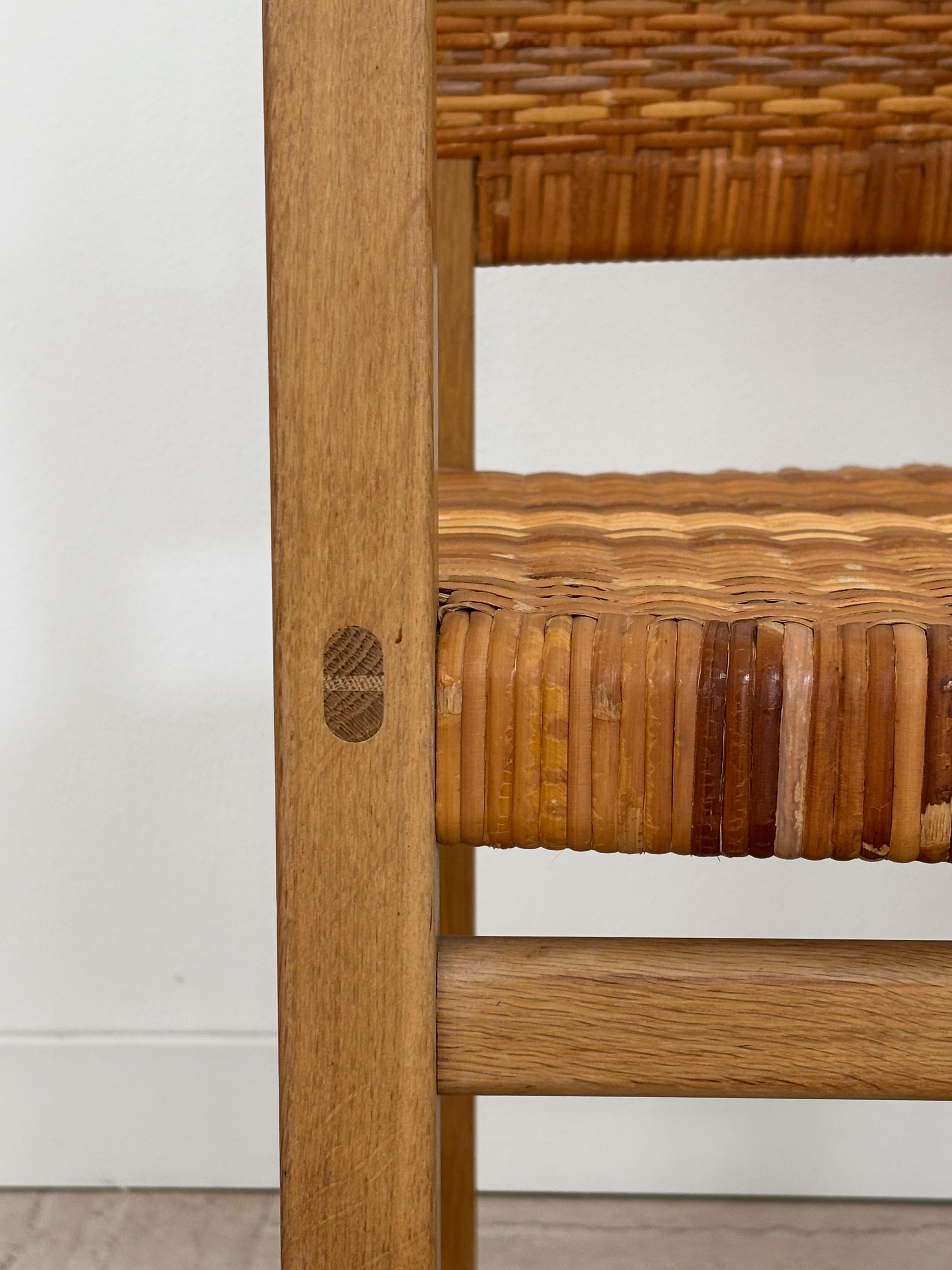 Sedie da pranzo scandinave in rattan e quercia Børge Mogensen Modello BM61, Danimarca anni '60 in vendita 4