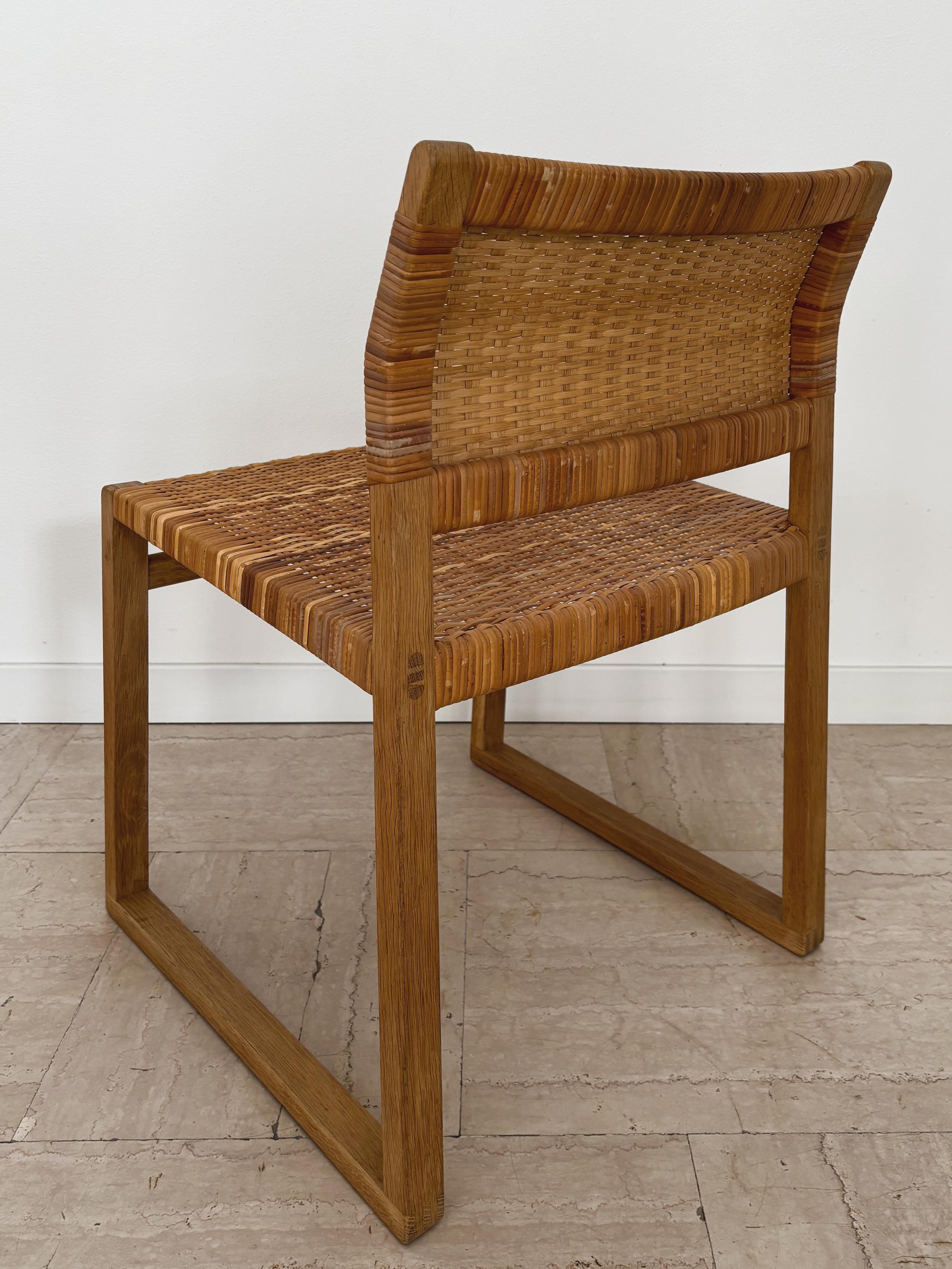 Sedie da pranzo scandinave in rattan e quercia Børge Mogensen Modello BM61, Danimarca anni '60 in vendita 5