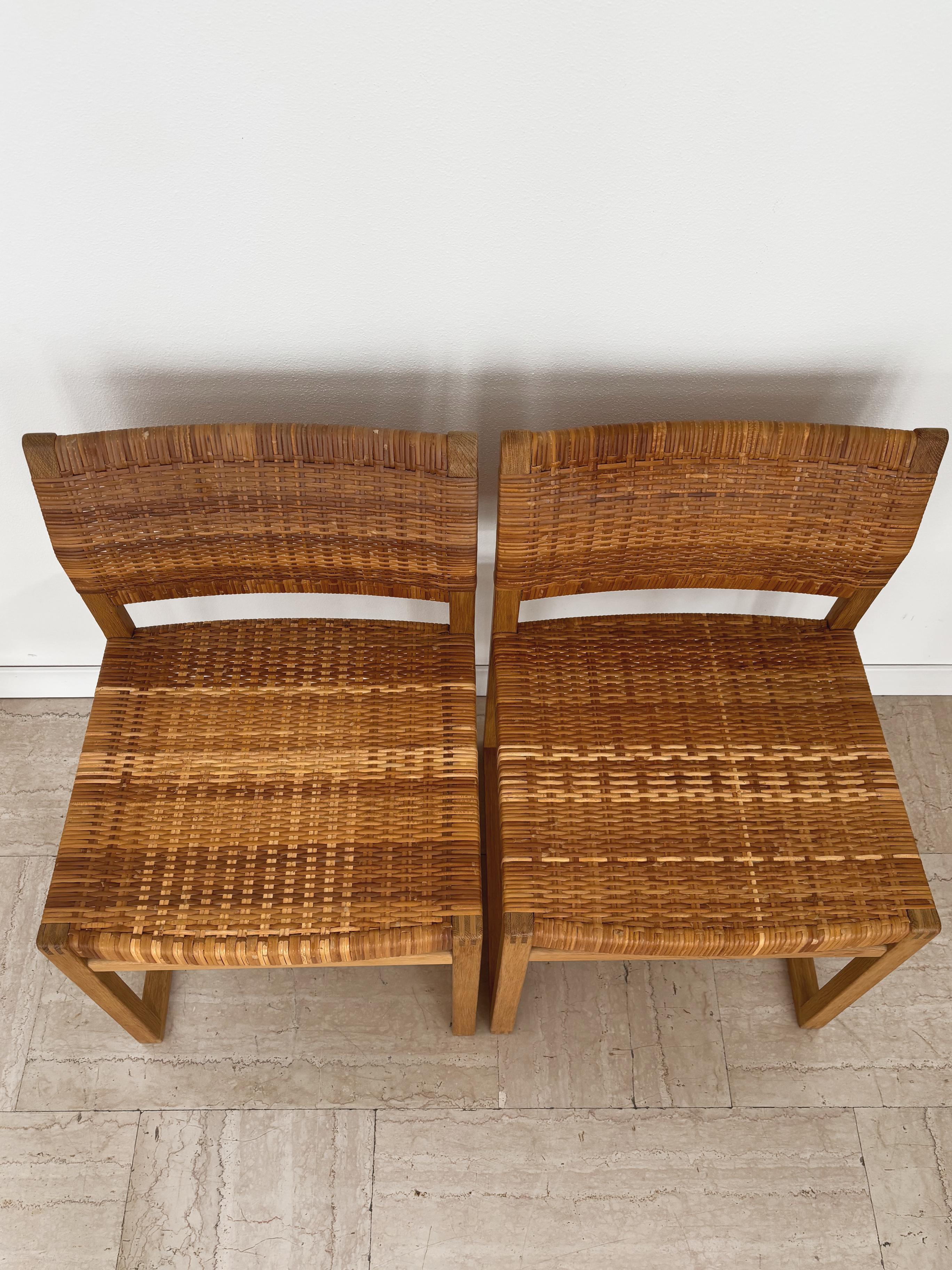 Sedie da pranzo scandinave in rattan e quercia Børge Mogensen Modello BM61, Danimarca anni '60 in vendita 6