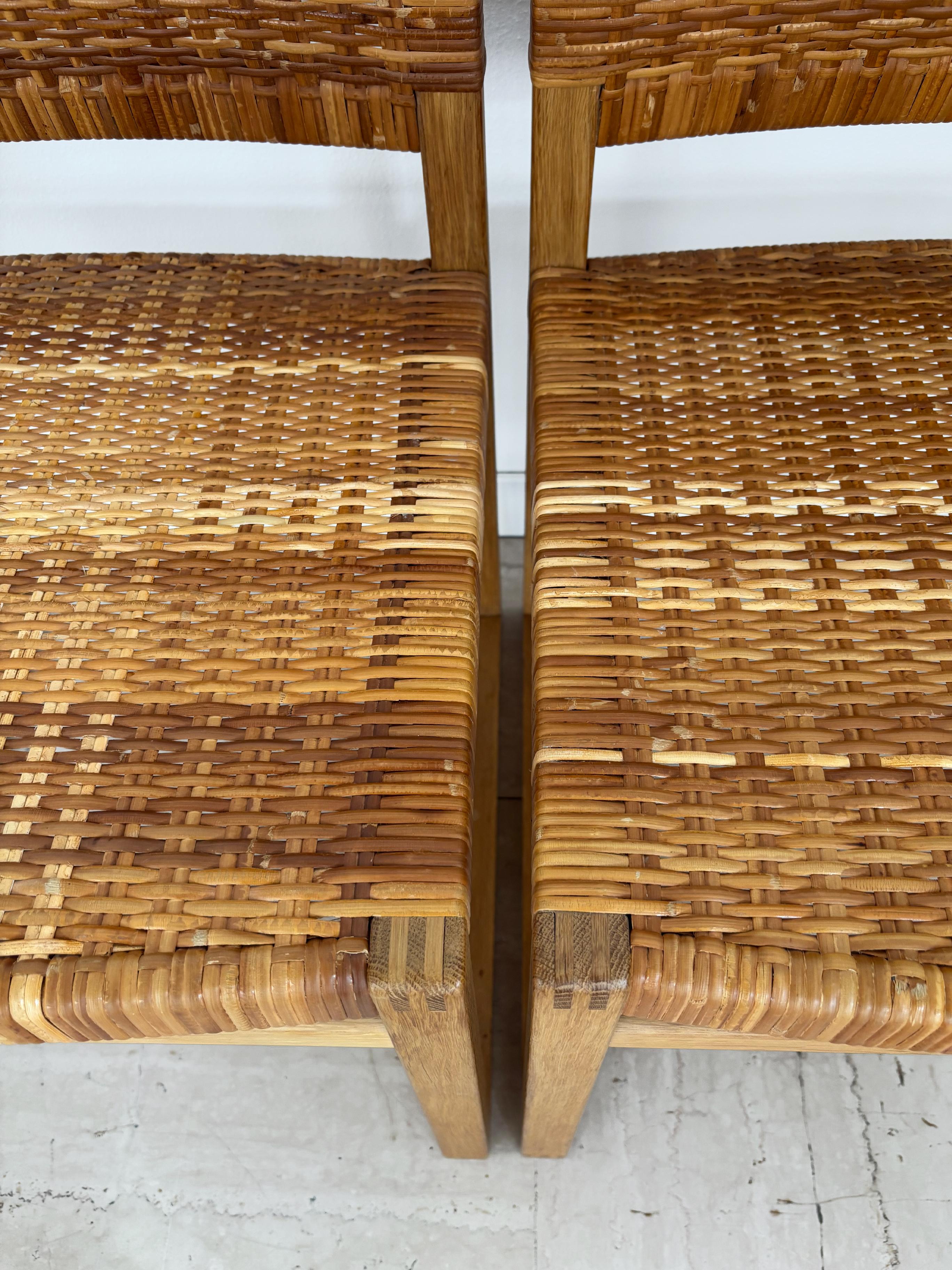 Sedie da pranzo scandinave in rattan e quercia Børge Mogensen Modello BM61, Danimarca anni '60 in vendita 8