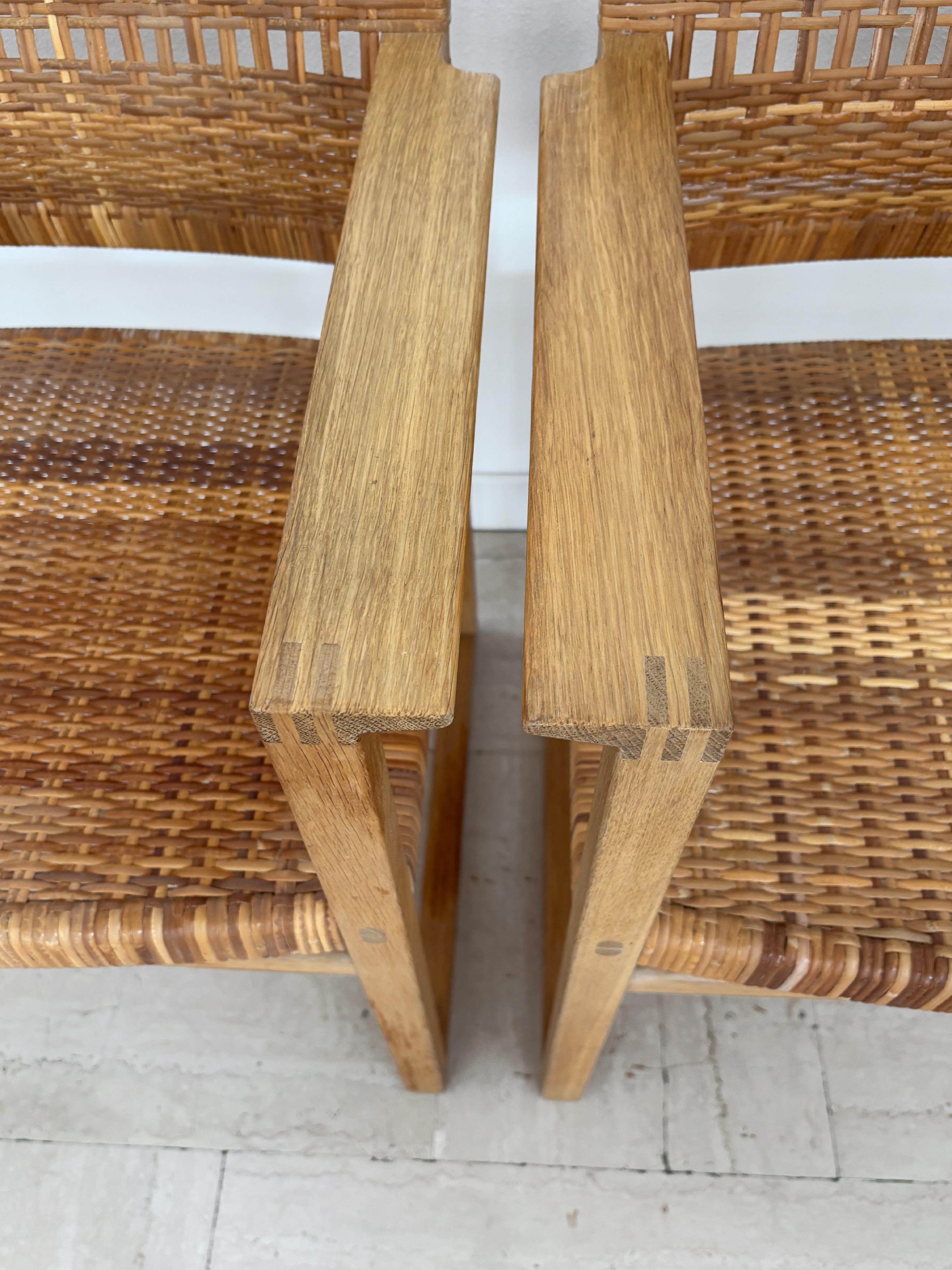 Sedie da pranzo scandinave in rattan e quercia Børge Mogensen Modello BM61, Danimarca anni '60 in vendita 2