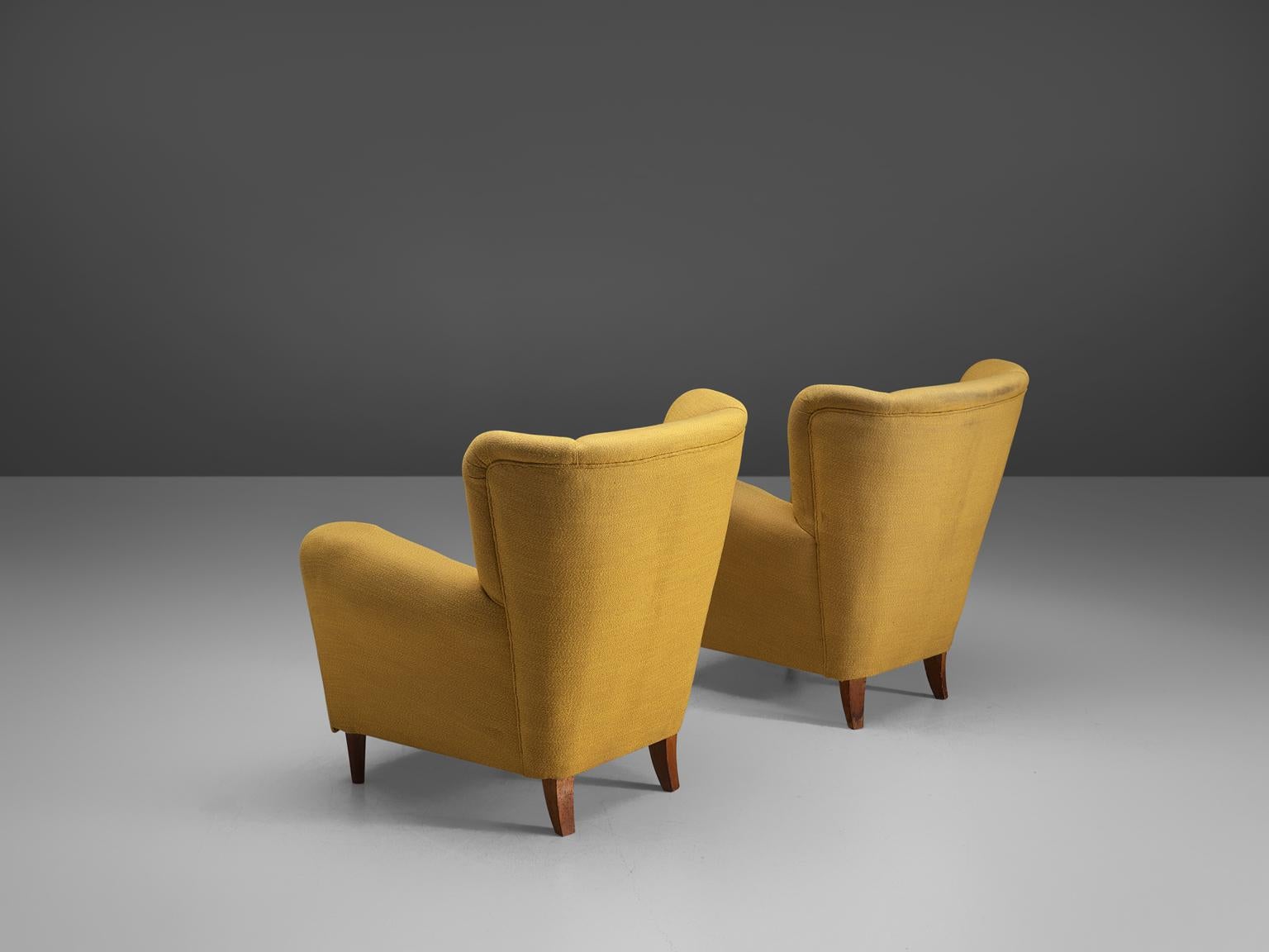 Mid-Century Modern Scandinavian Bright Yellow Lounge Chairs, 1950s