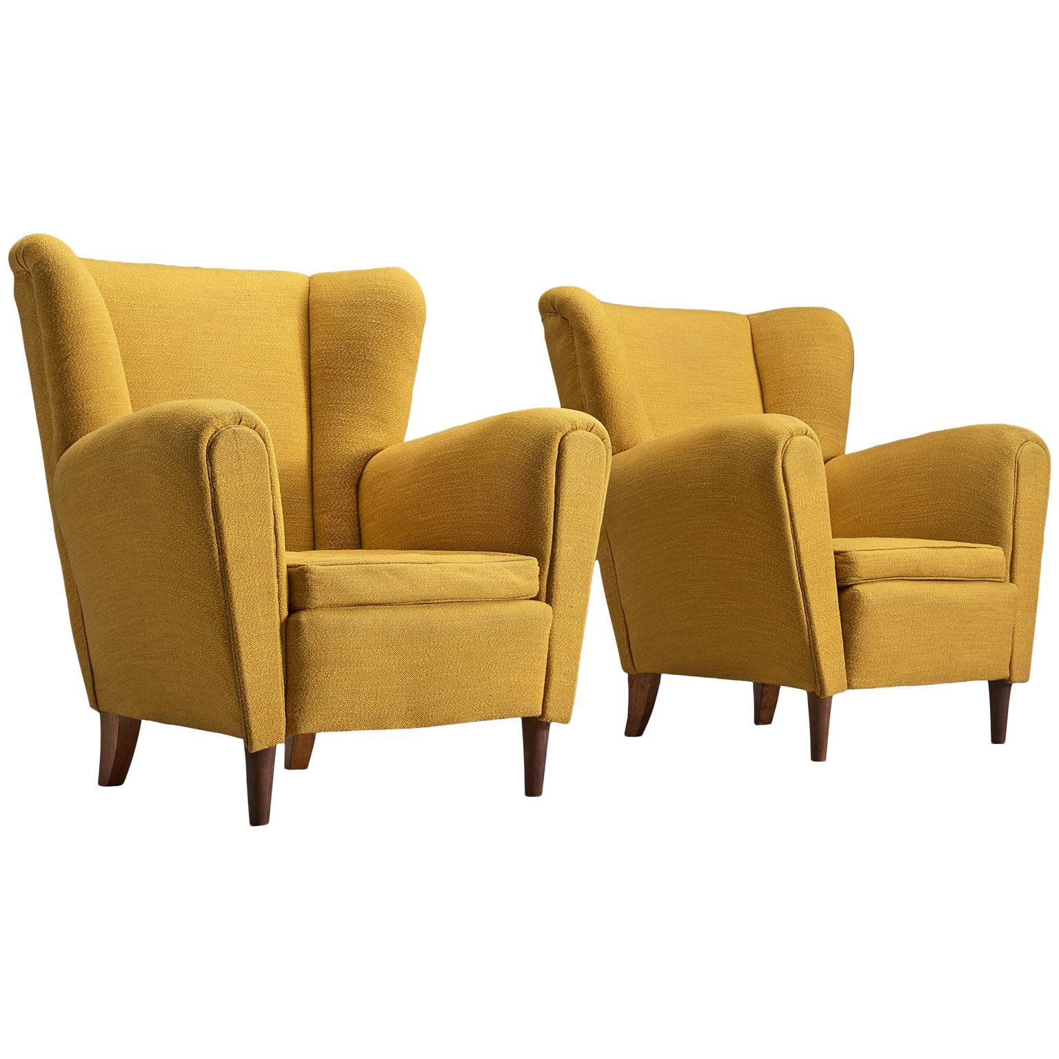 Scandinavian Bright Yellow Lounge Chairs, 1950s