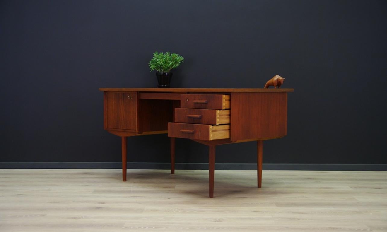 Scandinavian Bronze Design Writing Desk Teak Vintage, 1960s For Sale 9