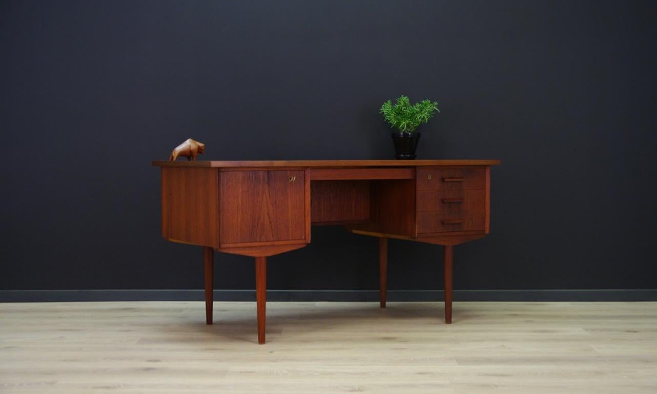 Scandinavian Modern Scandinavian Bronze Design Writing Desk Teak Vintage, 1960s For Sale