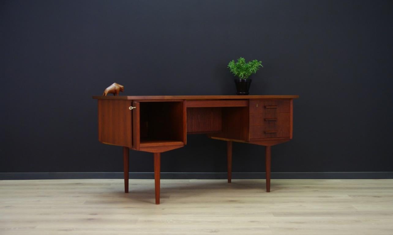 Scandinavian Bronze Design Writing Desk Teak Vintage, 1960s For Sale 1