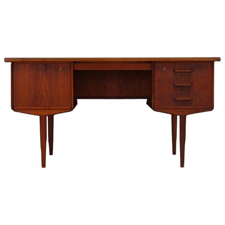 Scandinavian Bronze Design Writing Desk Teak Vintage, 1960s For Sale