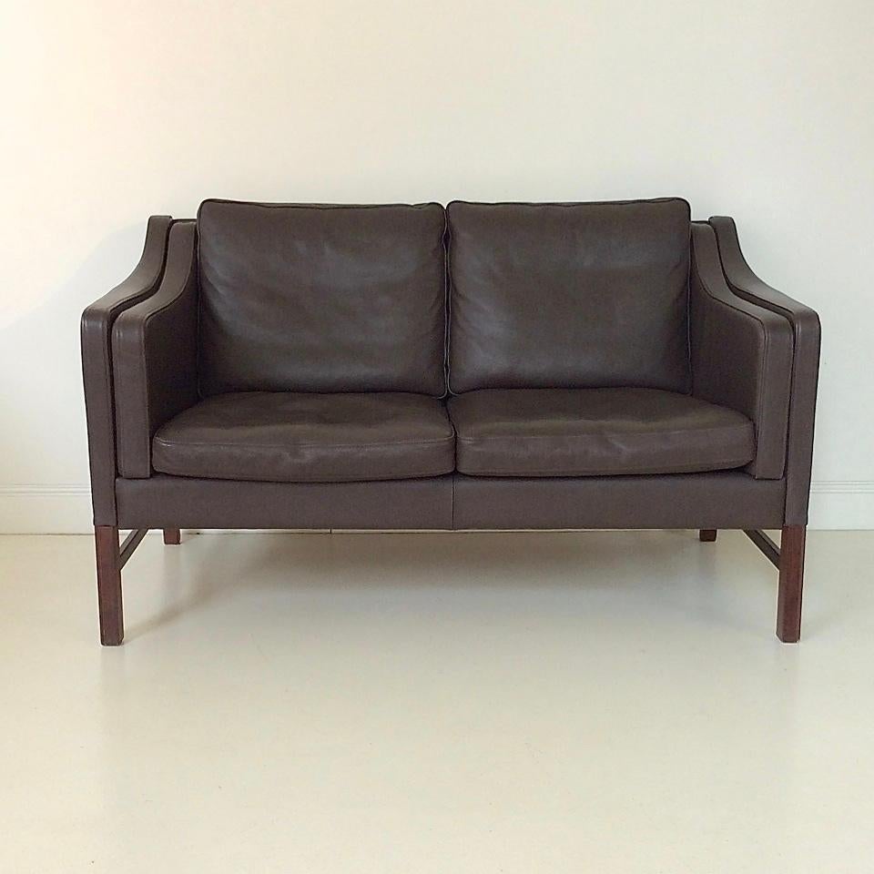 Scandinavian Brown Leather Sofa, circa 1970, Denmark 4