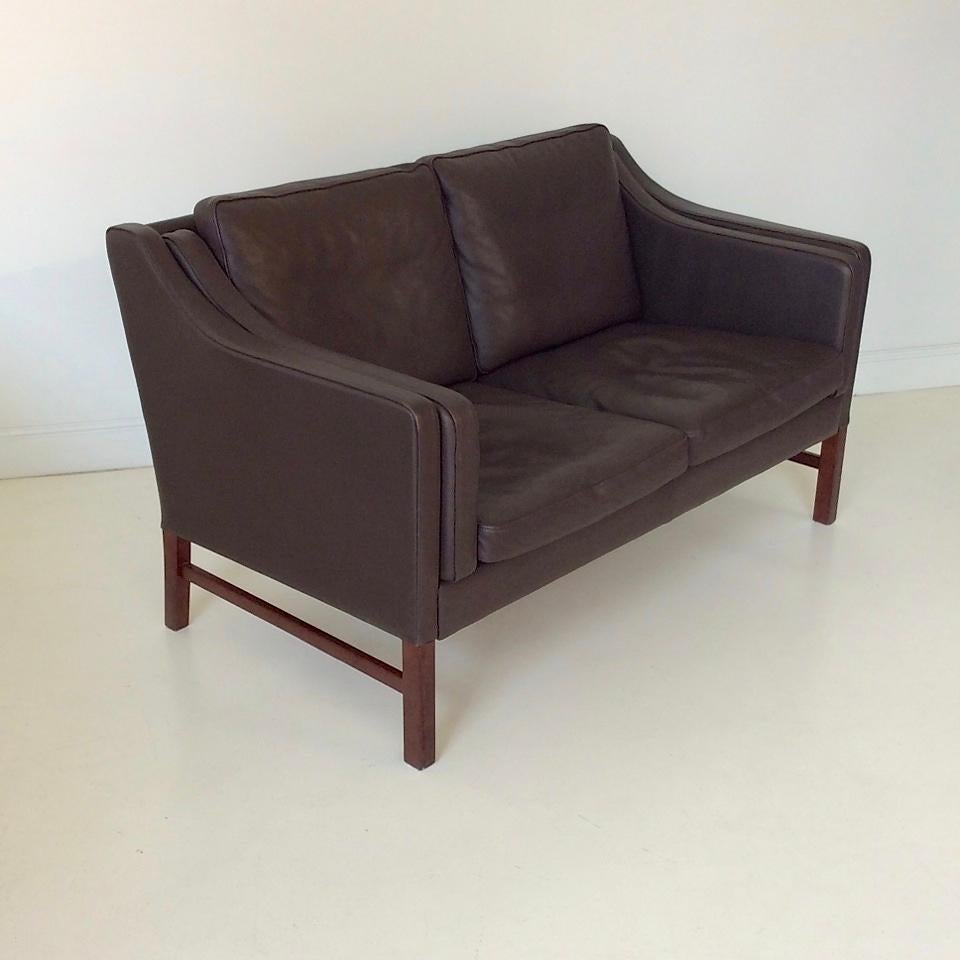 Scandinavian Modern Scandinavian Brown Leather Sofa, circa 1970, Denmark