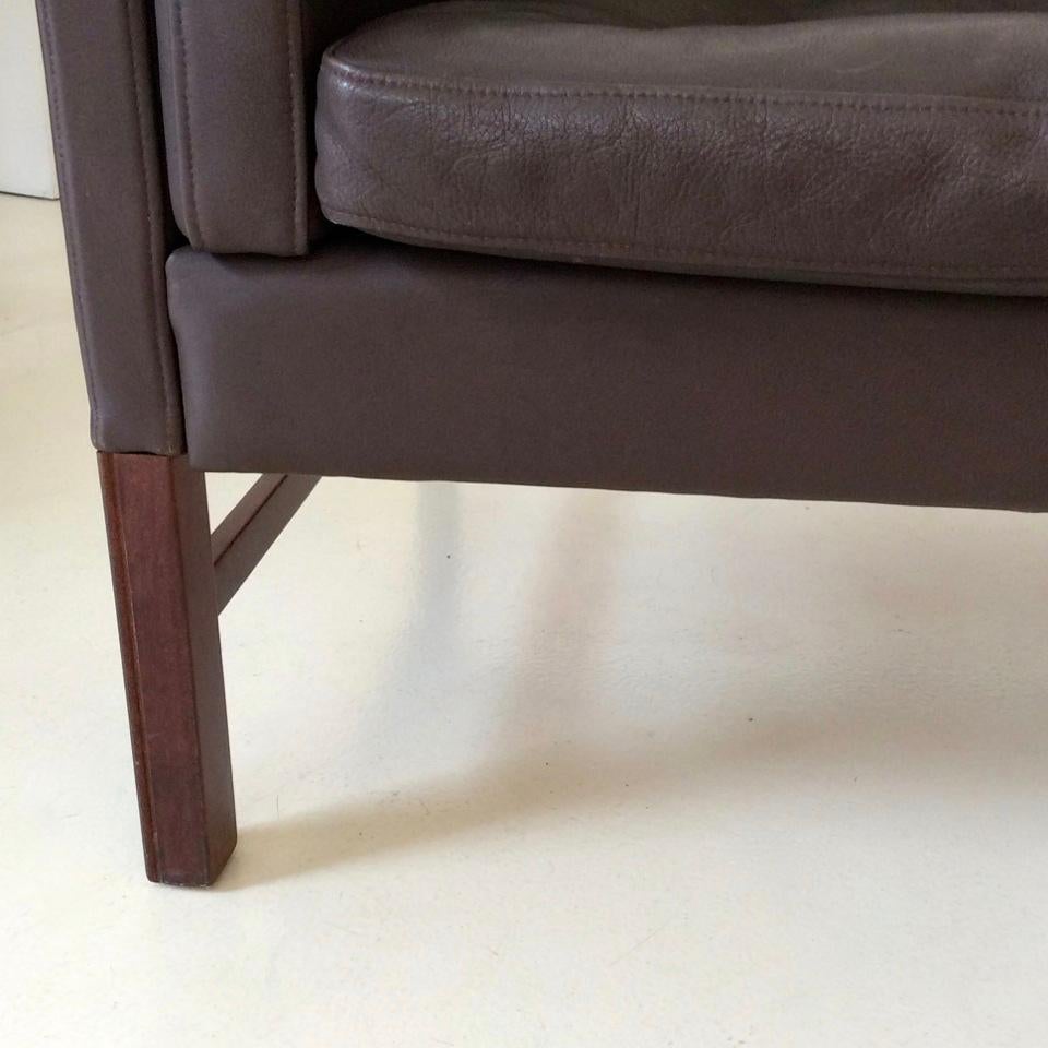 Scandinavian Brown Leather Sofa, circa 1970, Denmark 2