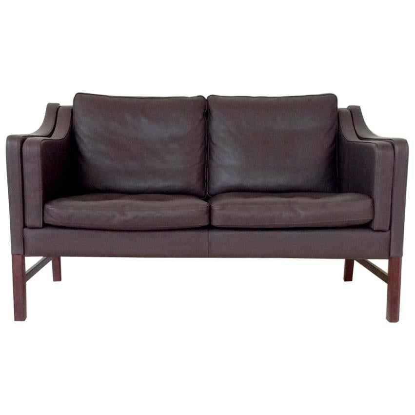 Scandinavian Brown Leather Sofa, circa 1970, Denmark