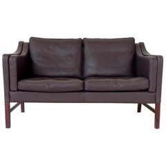 Scandinavian Brown Leather Sofa, circa 1970, Denmark