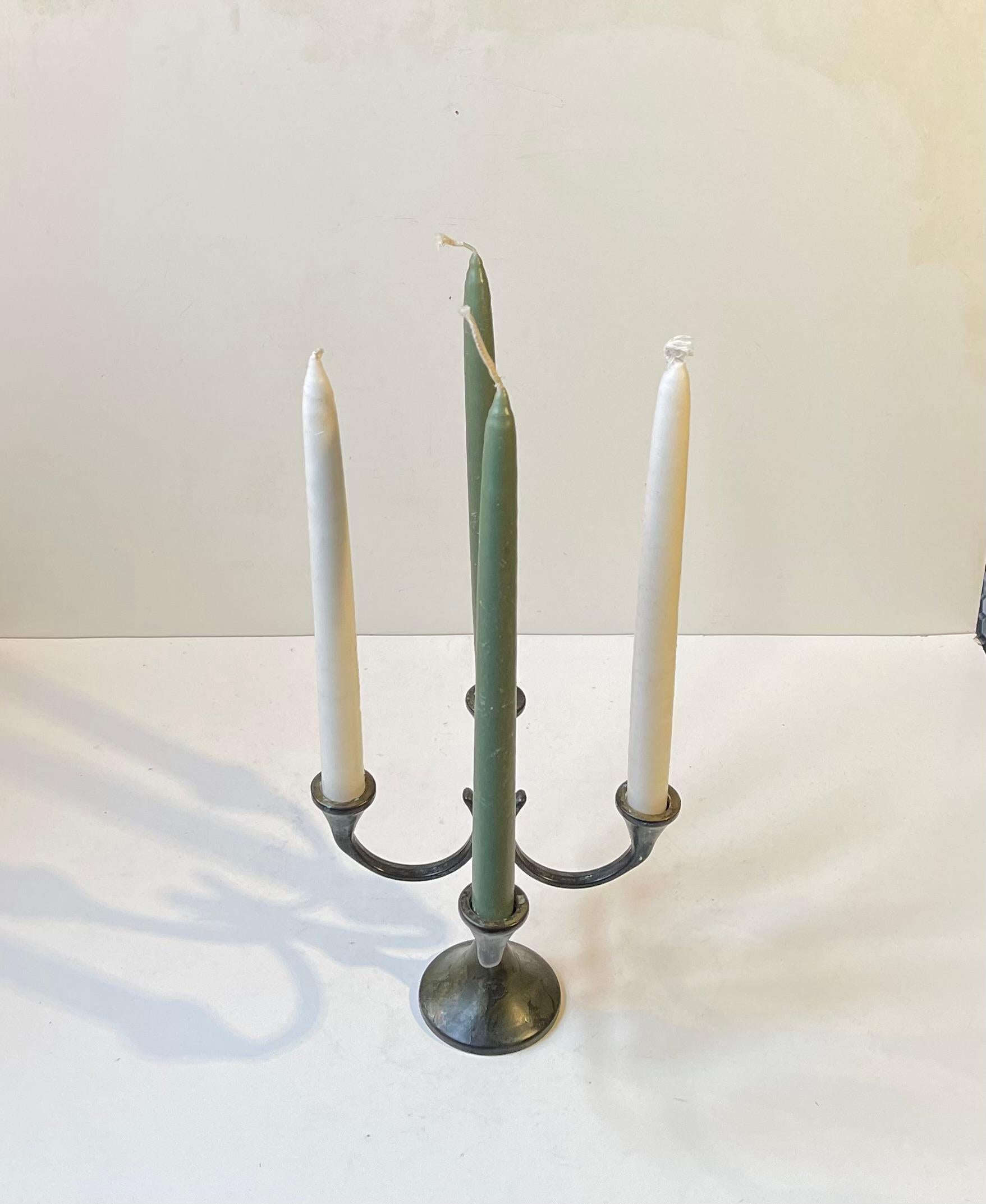 Scandinavian Brutalist Candelabra in Patinated Bronze, 1970s For Sale 2