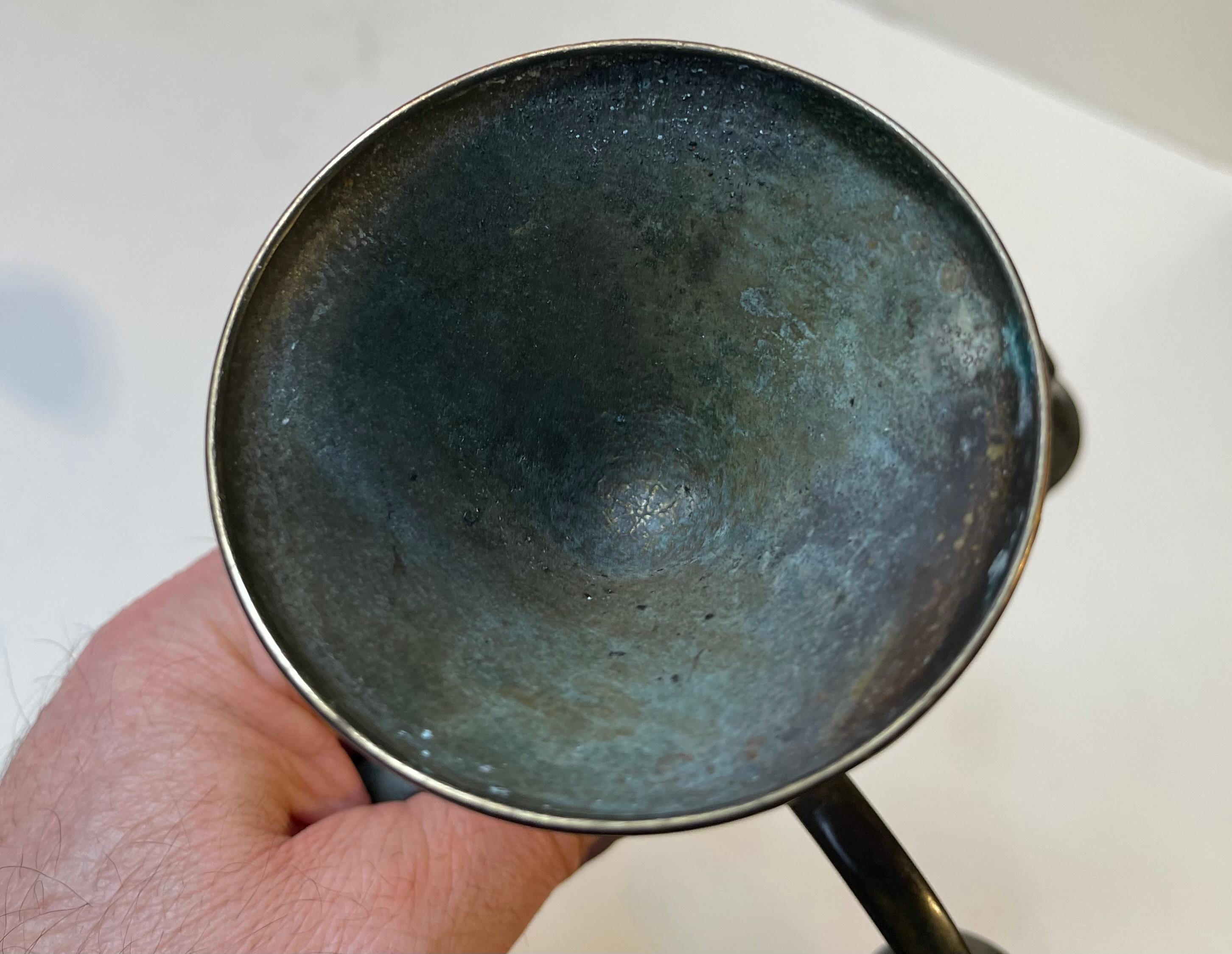 Scandinavian Brutalist Candelabra in Patinated Bronze, 1970s For Sale 3