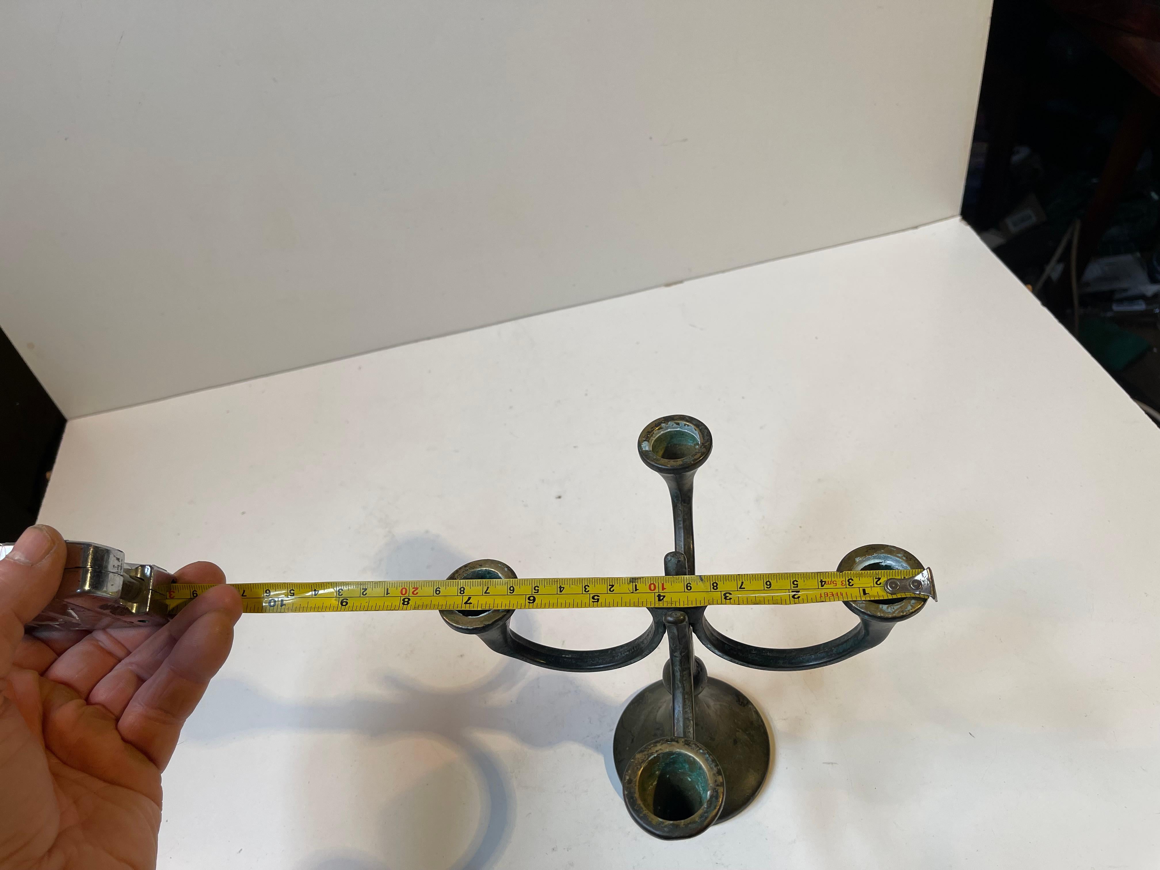 Scandinavian Brutalist Candelabra in Patinated Bronze, 1970s For Sale 4