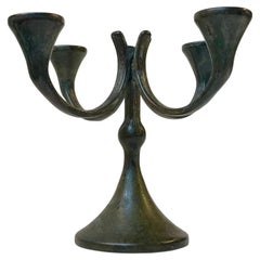 Scandinavian Brutalist Candelabra in Patinated Bronze, 1970s