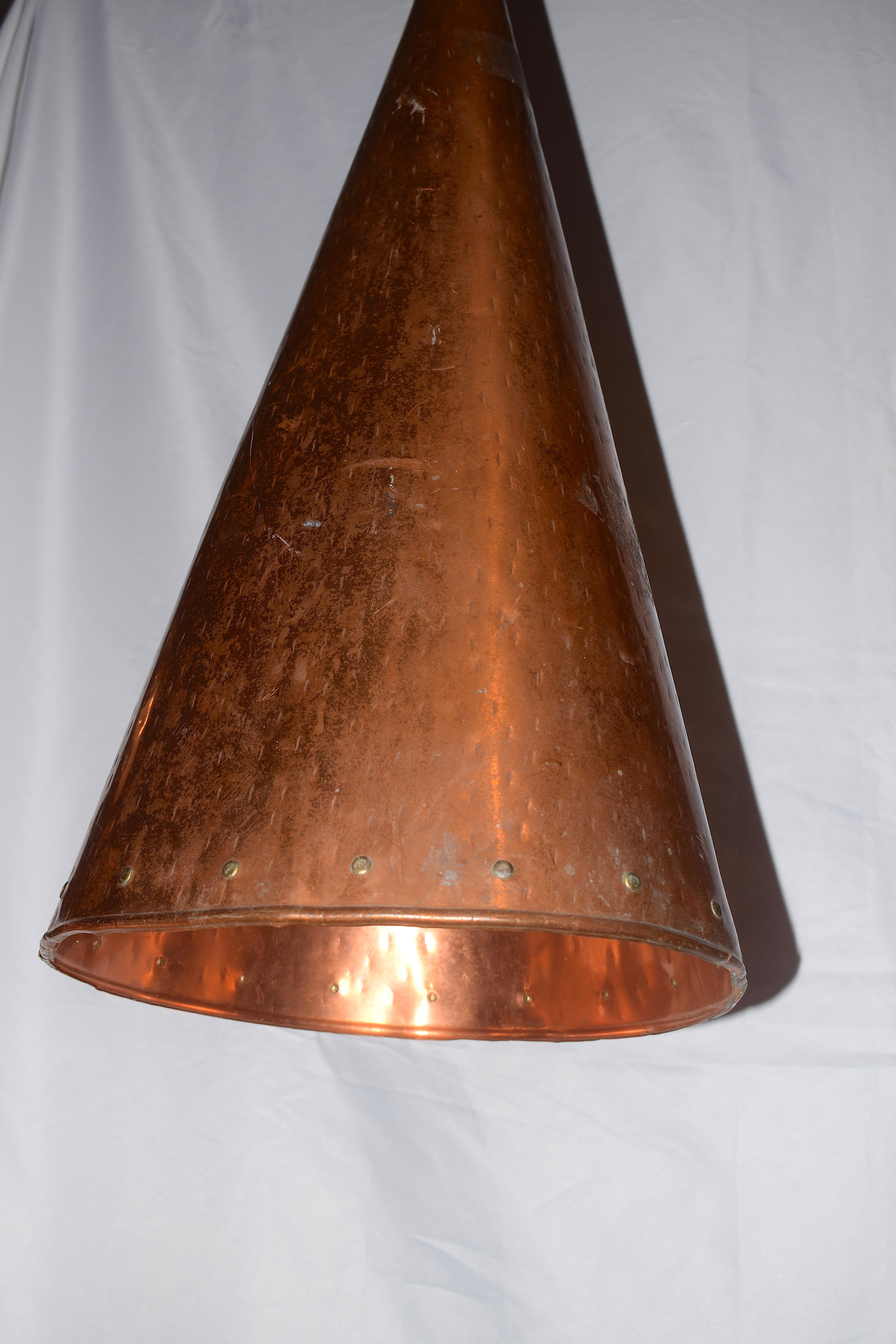 Scandinavian Brutalist Copper Conical Pendant Lamp by E.S. Horn Alestrup 3
