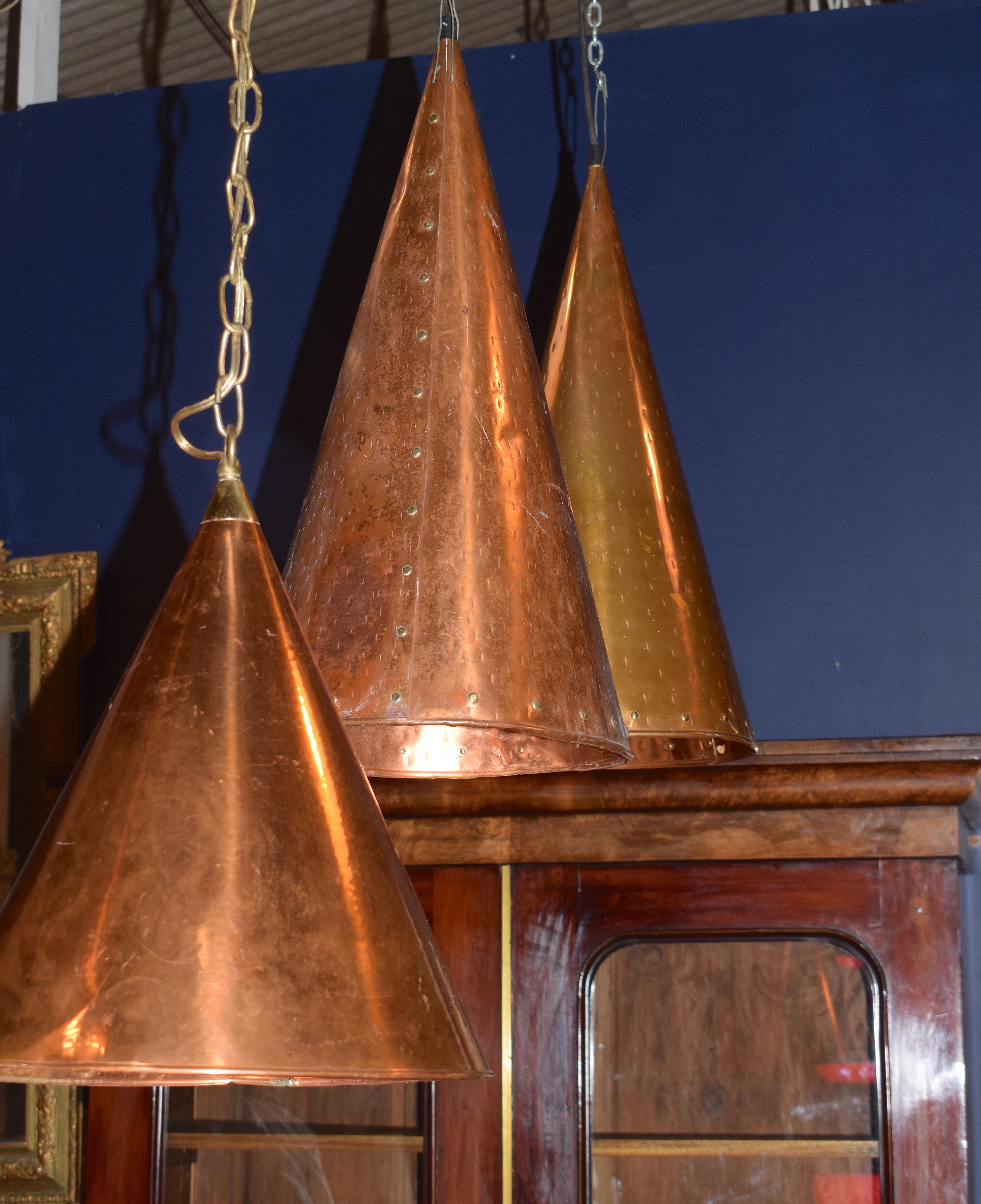 Scandinavian Brutalist Copper Conical Pendant Lamp by E.S. Horn Alestrup 6