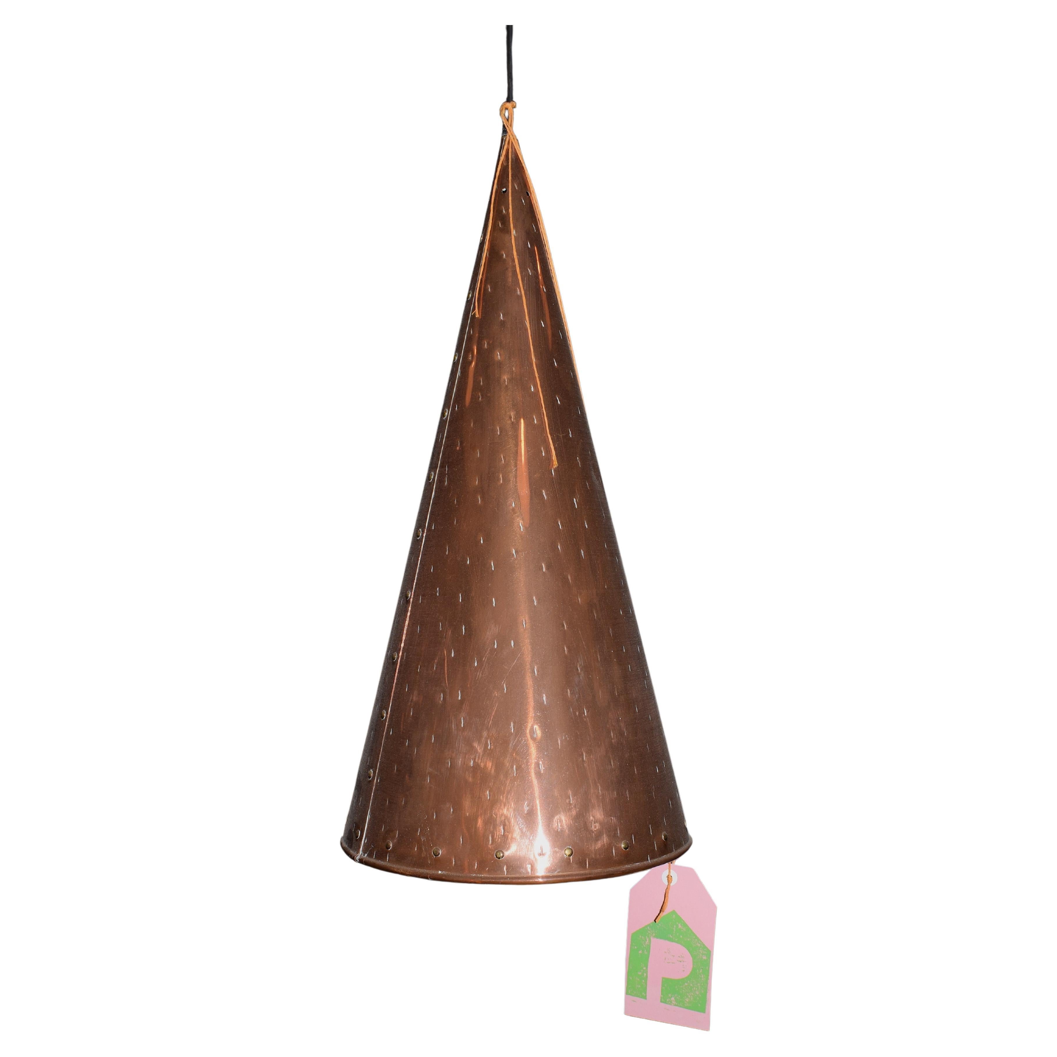 Scandinavian Brutalist Copper Conical Pendant Lamp by E.S. Horn Alestrup