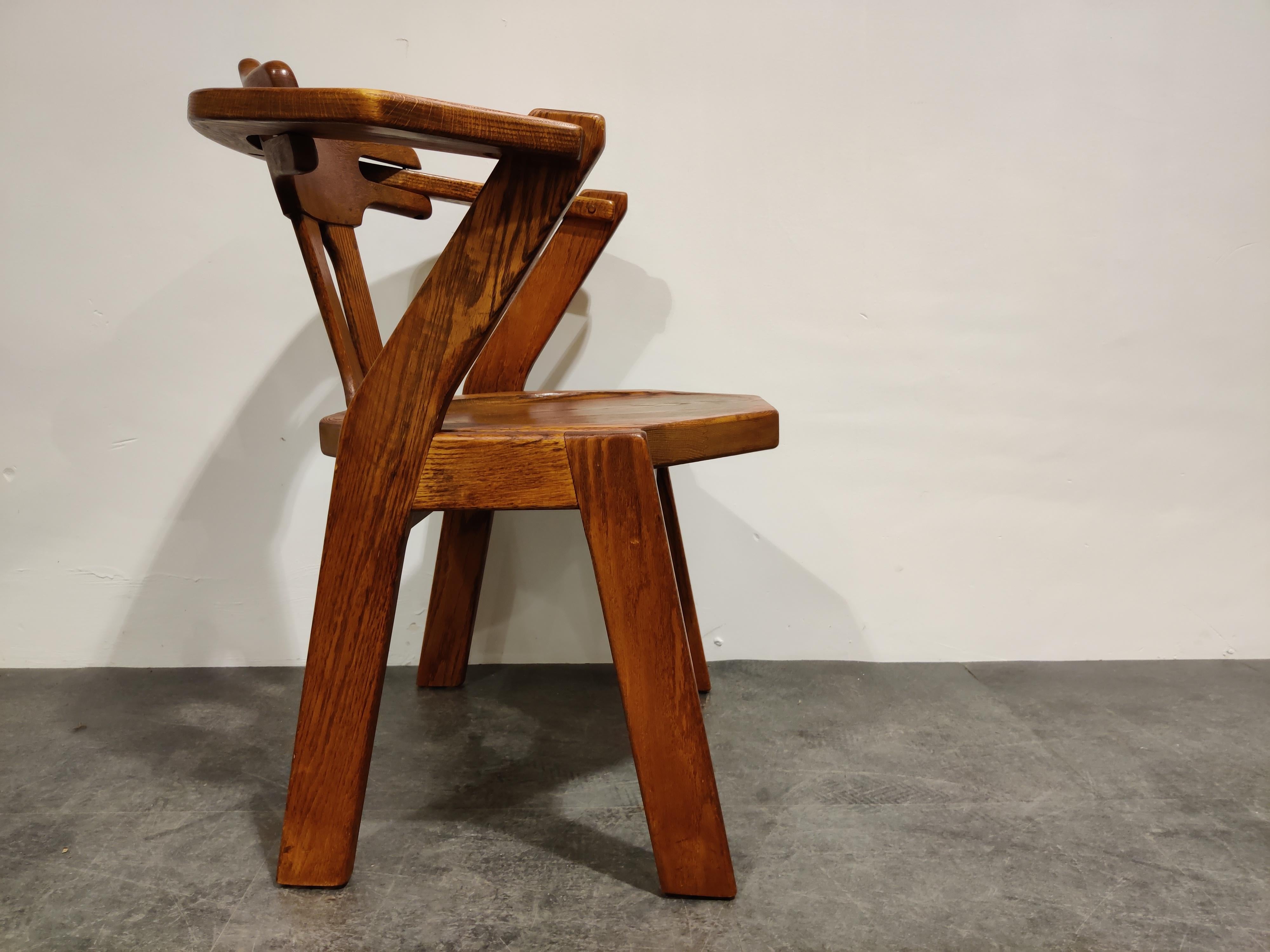Scandinavian Brutalist Dining Chair, Set of 4, 1960s  5