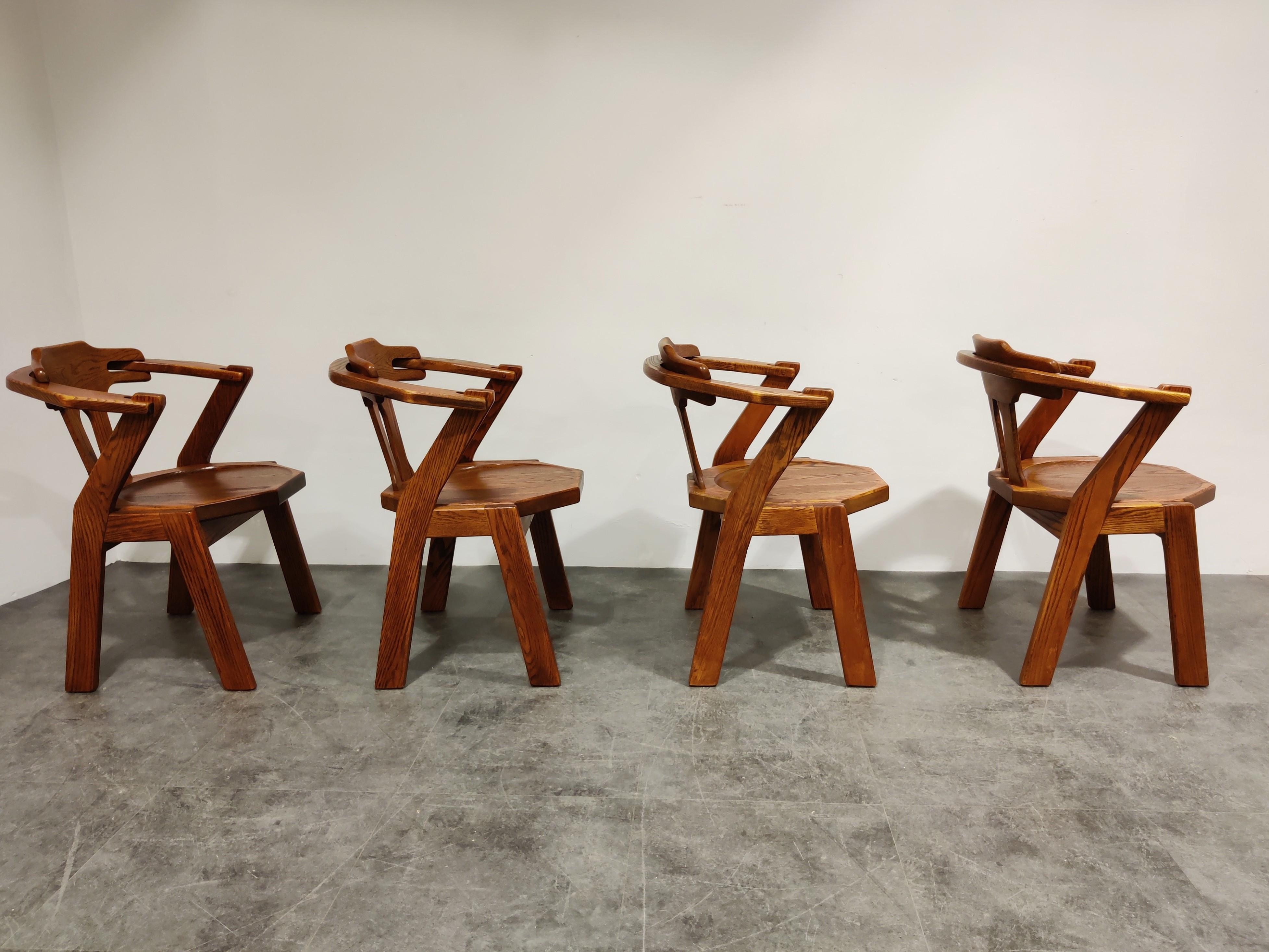 Scandinavian Brutalist Dining Chair, Set of 4, 1960s  In Good Condition In HEVERLEE, BE