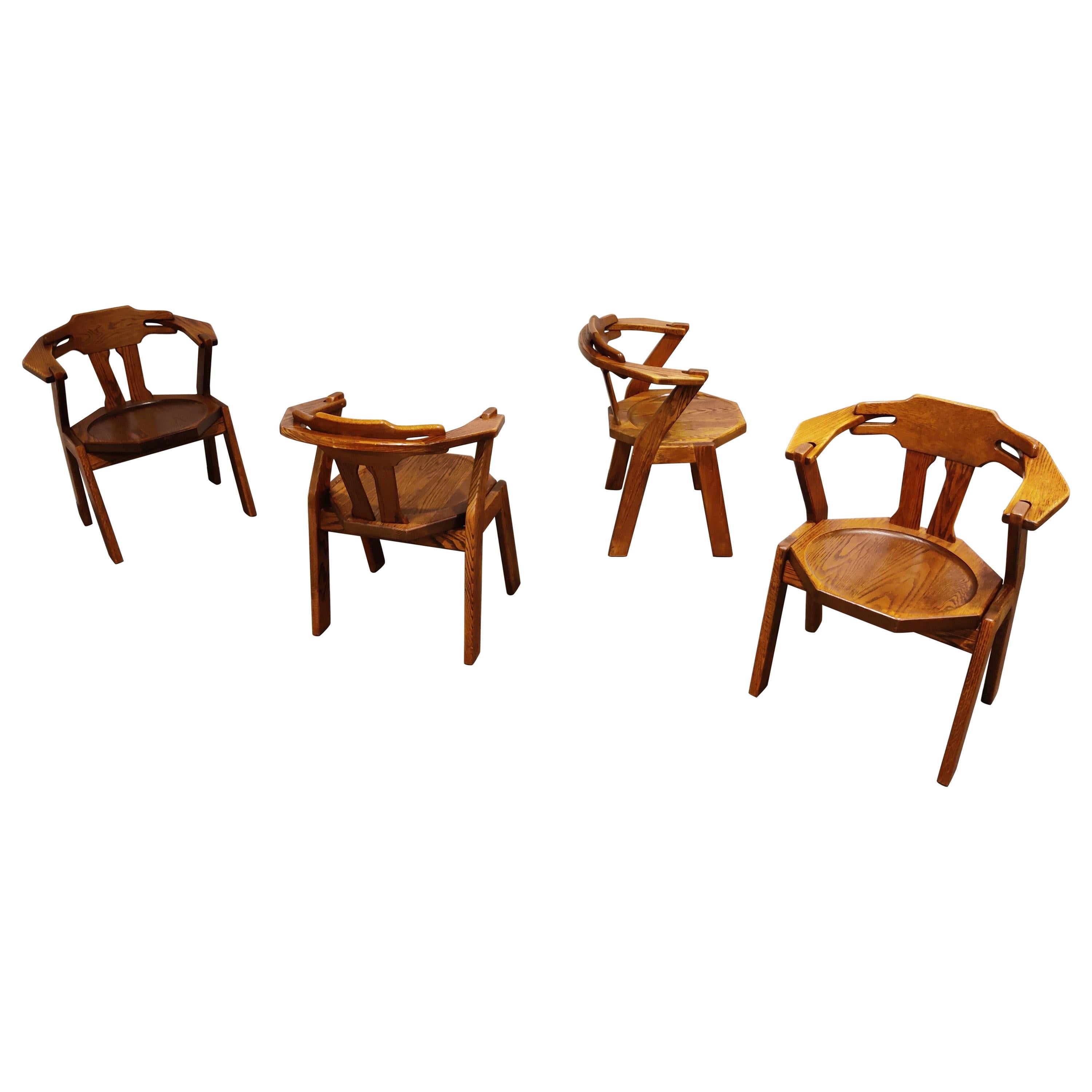Scandinavian Modern Scandinavian Brutalist Dining Chair, Set of 8, 1960s