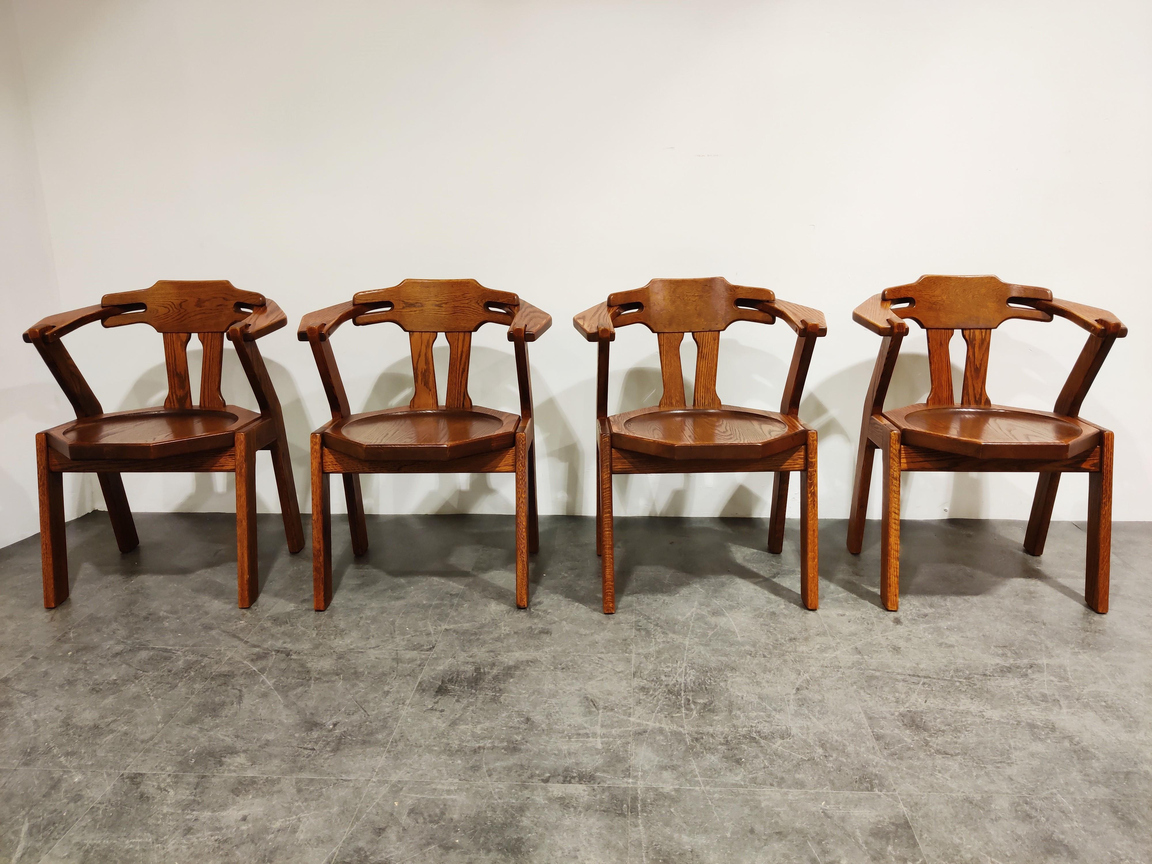 Scandinavian Brutalist Dining Chair, Set of 8, 1960s In Good Condition In Leuven, Vlaams Gewest