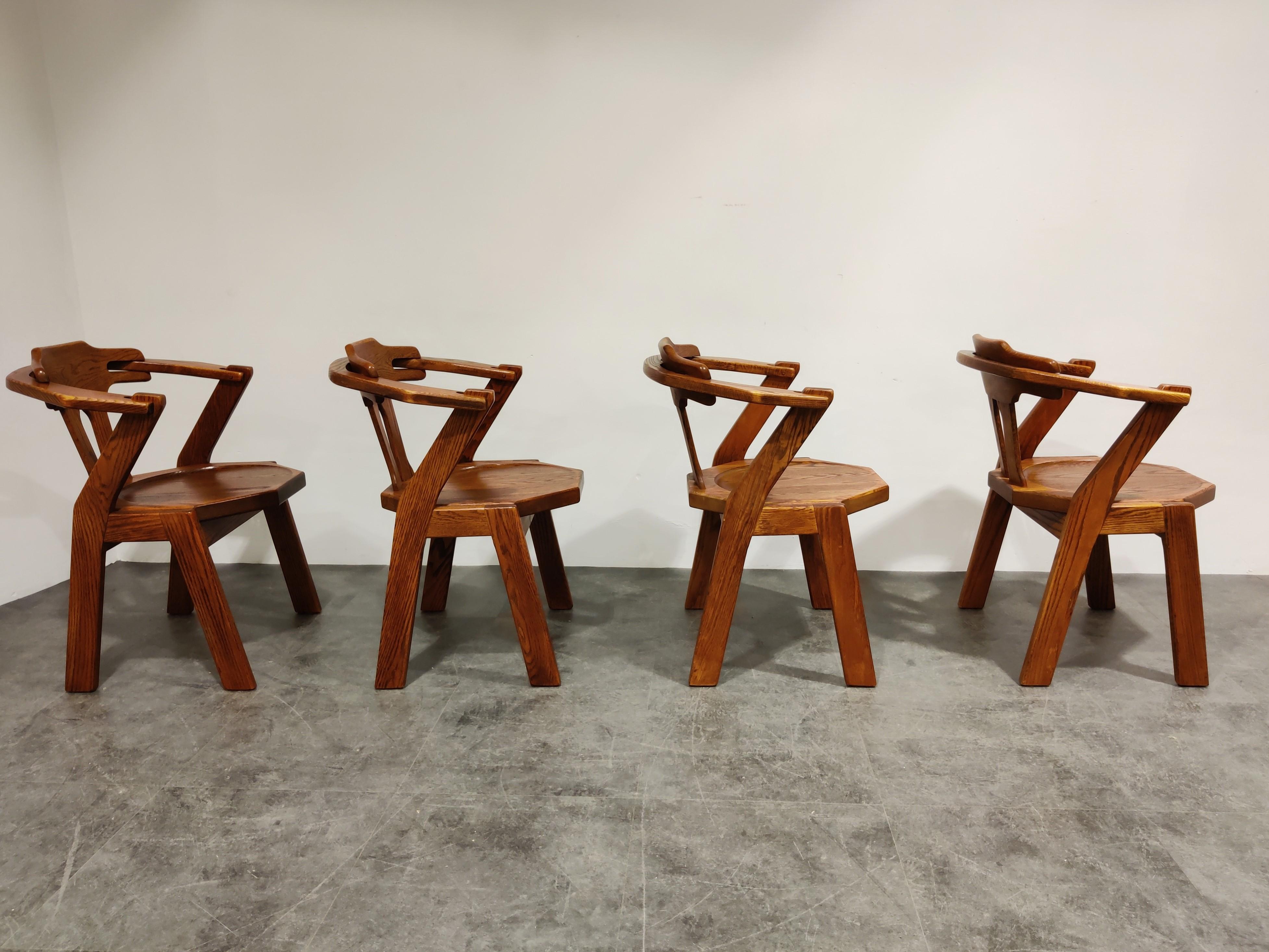 Scandinavian Brutalist Dining Chair, Set of 8, 1960s 1