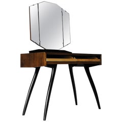 Scandinavian Brutalist Dressing Table with Folding Mirror, 1960s