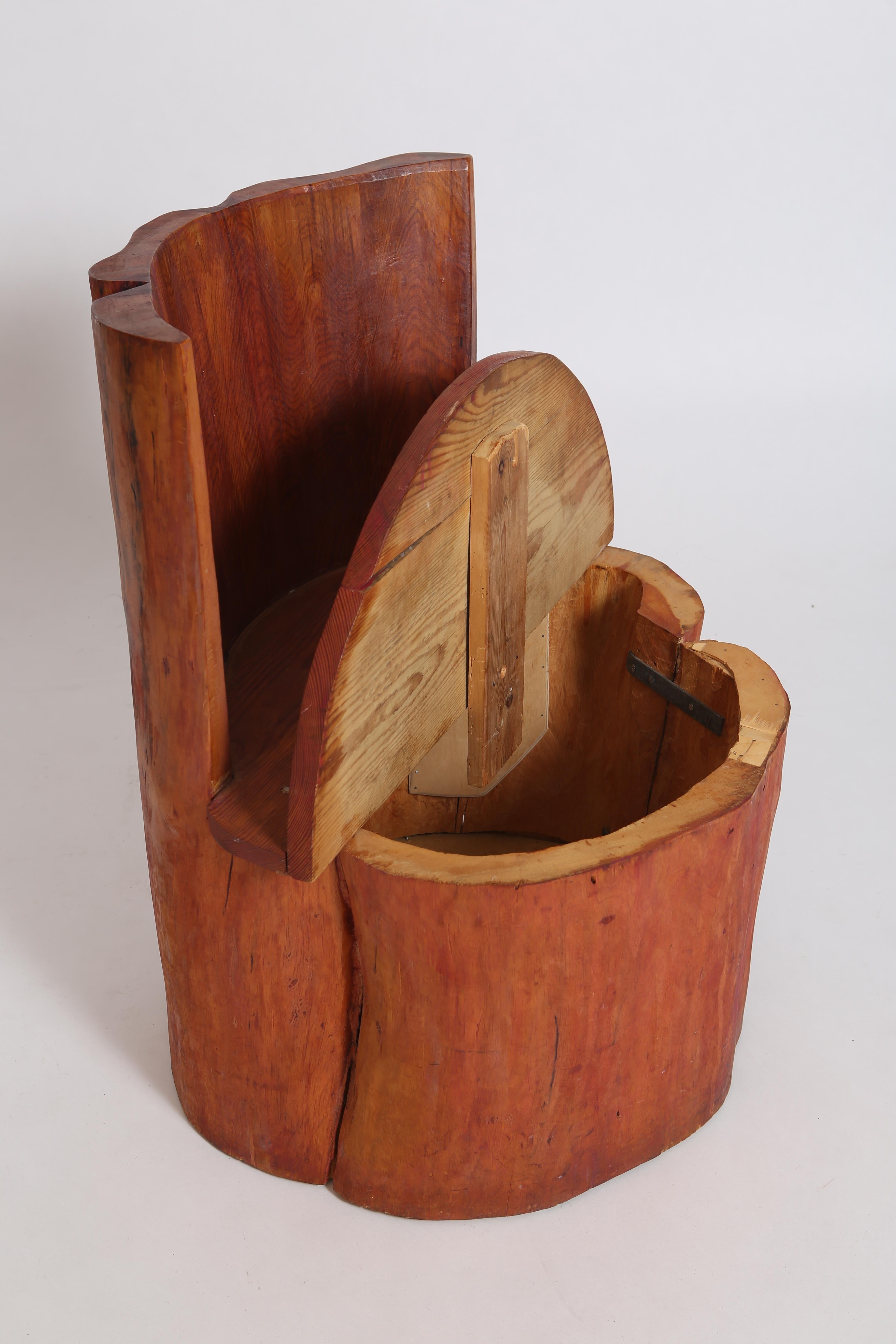 Scandinavian Modern Scandinavian Brutalist Hand-Carved Wabi Sabi Stump Chair