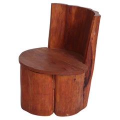 Vintage Scandinavian Brutalist Hand-Carved Wabi Sabi Stump Chair