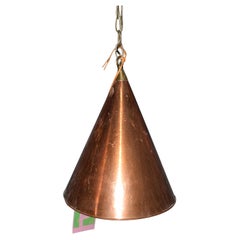 Scandinavian Brutalist Handcrafted Danish Copper Conical Pendant Lamp, 1970s