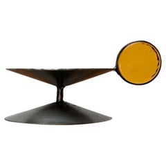Chandelier scandinave brutaliste en métal et verre de Gunnar Ander, années 1960