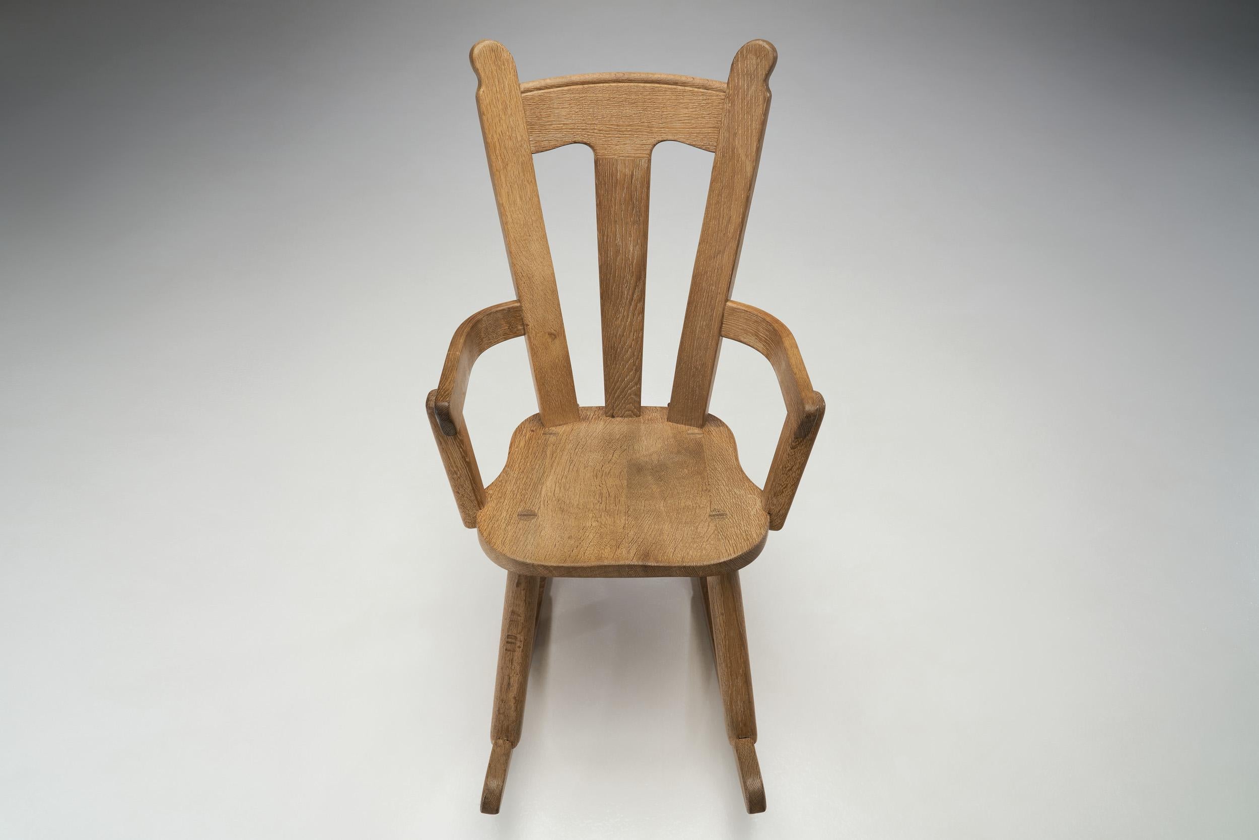 Scandinavian Brutalist Oak rocking Chair, Scandinavia 1970s  For Sale 6