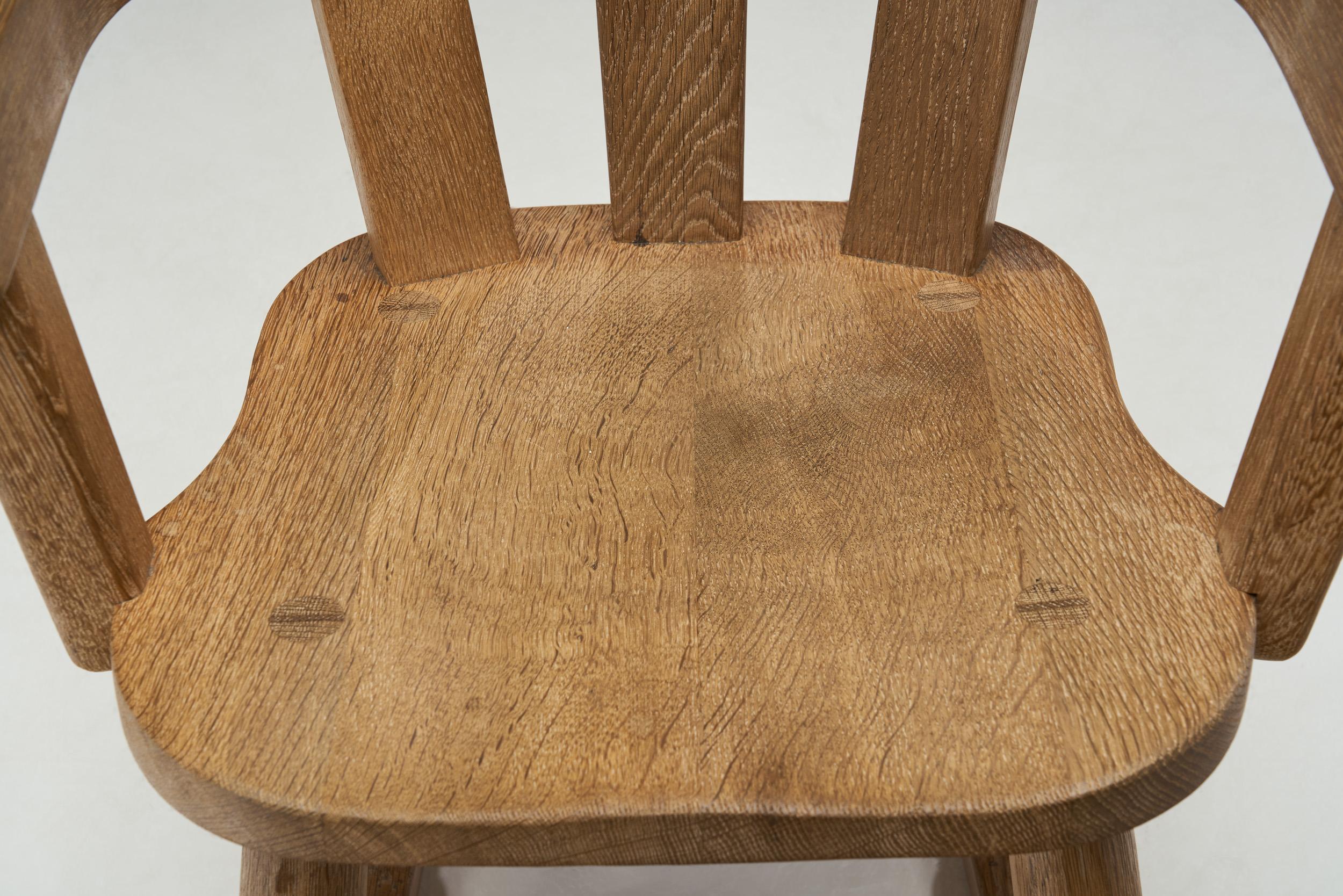 Scandinavian Brutalist Oak rocking Chair, Scandinavia 1970s  For Sale 9