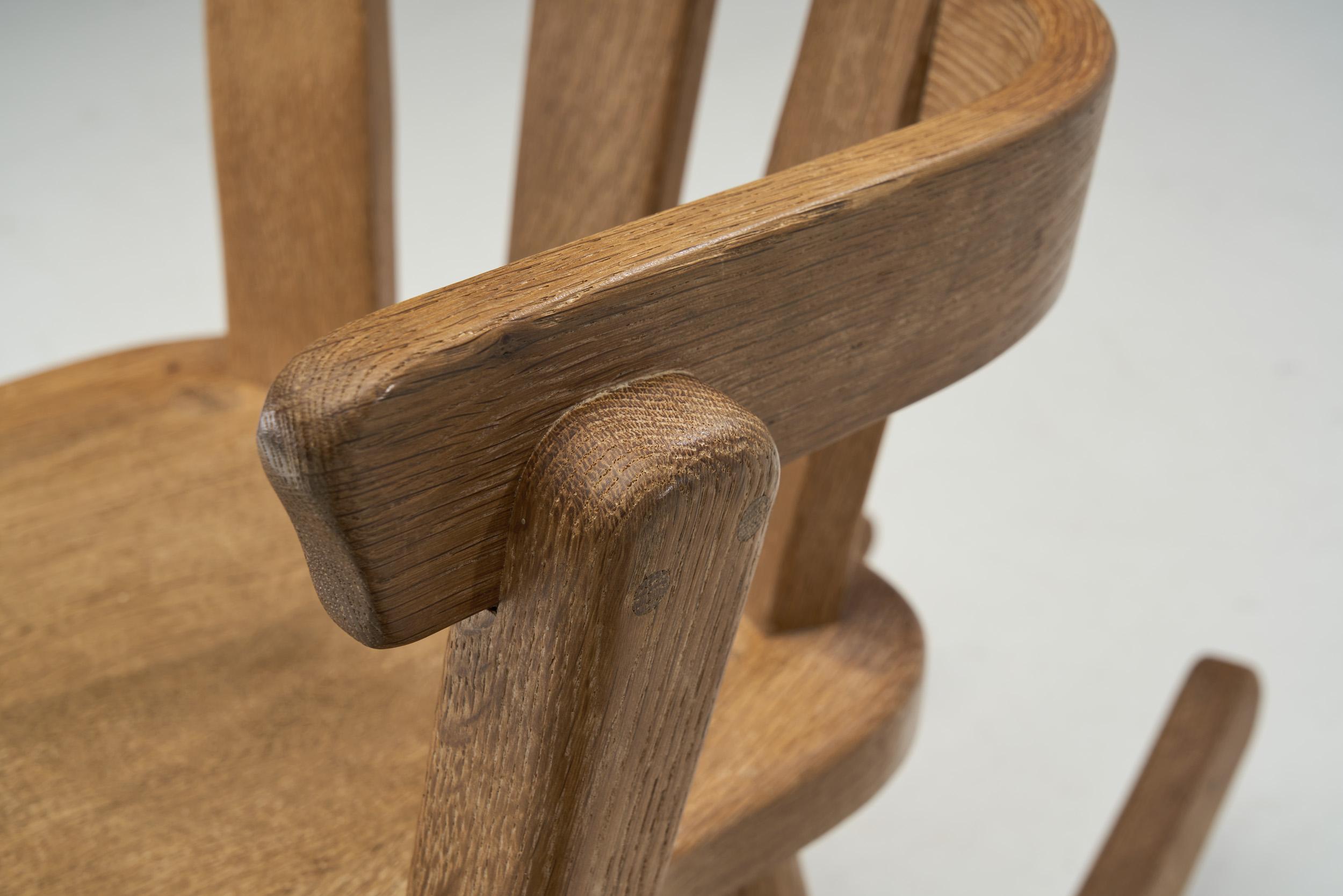 Sedia a dondolo scandinava brutalista in Oak, Scandinavia anni '70 in vendita 9