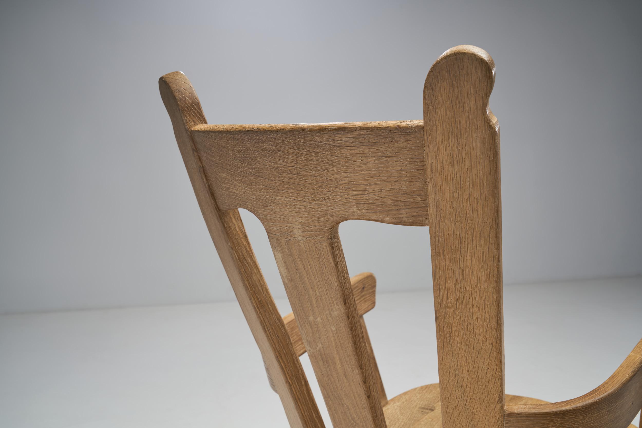 Scandinavian Brutalist Oak rocking Chair, Scandinavia 1970s  For Sale 2